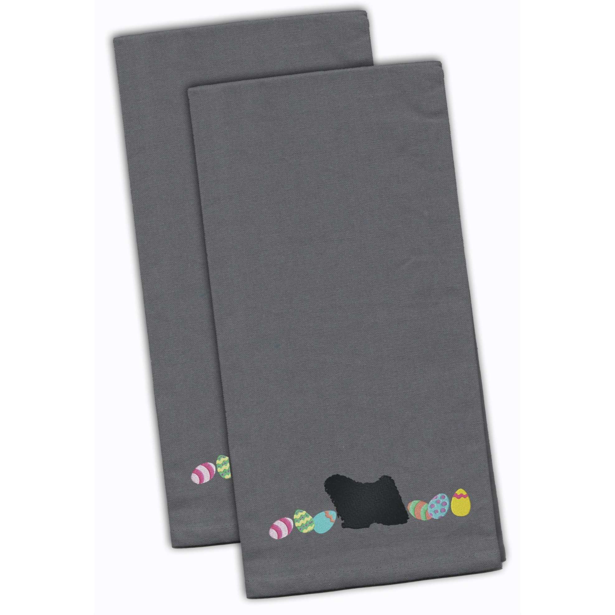Caroline's Treasures CK1676GYTWE Puli Easter Gray Embroidered Kitchen Towel Set of 2