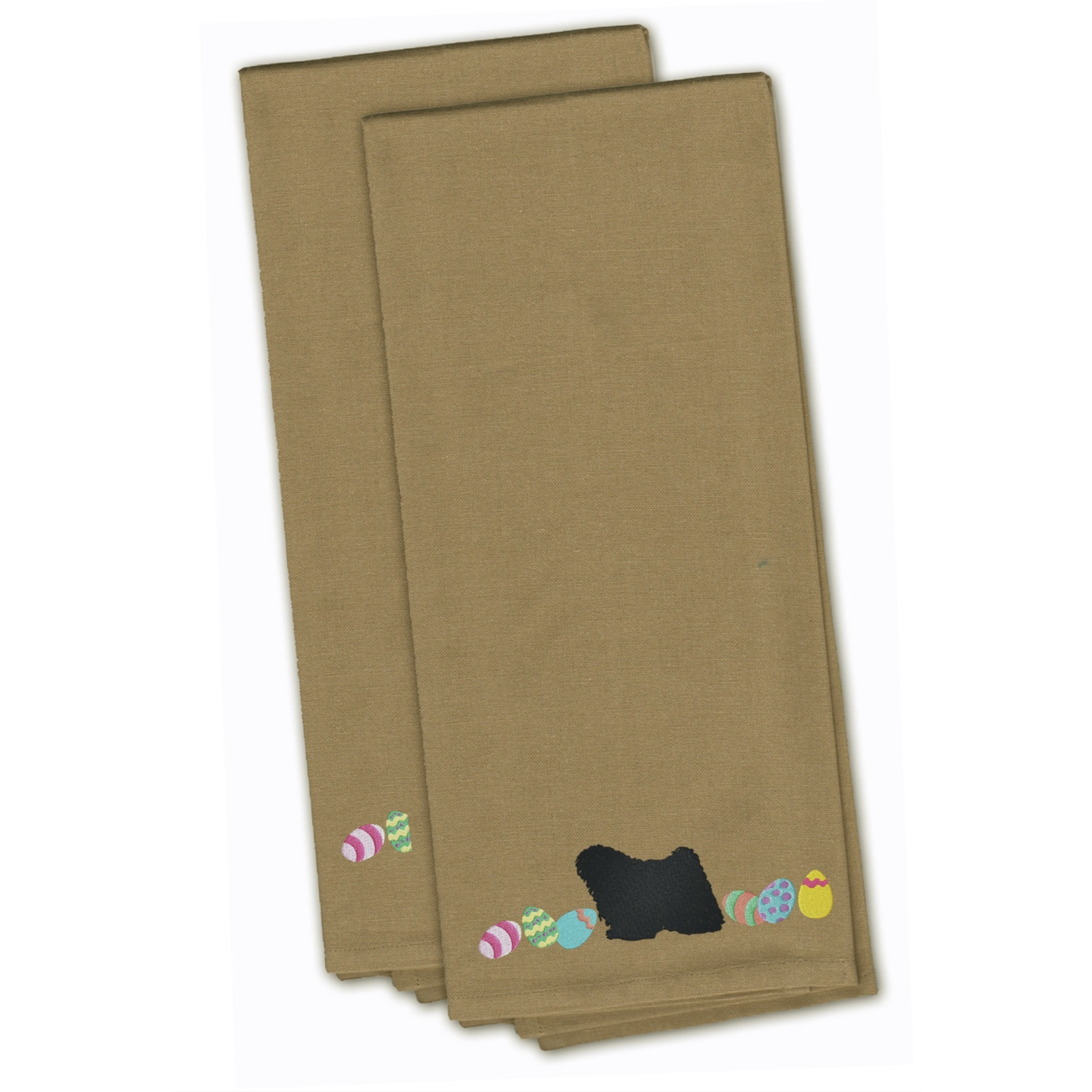 Caroline's Treasures CK1676TNTWE Puli Easter Tan Embroidered Kitchen Towel Set of 2