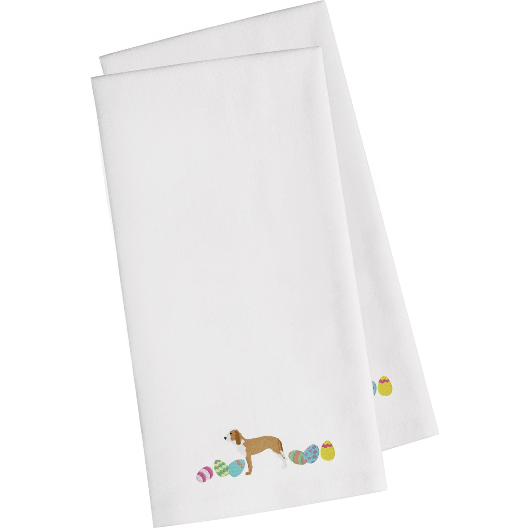 Caroline's Treasures CK1688WHTWE Sabueso Espanol Easter White Embroidered Kitchen Towel Set of 2