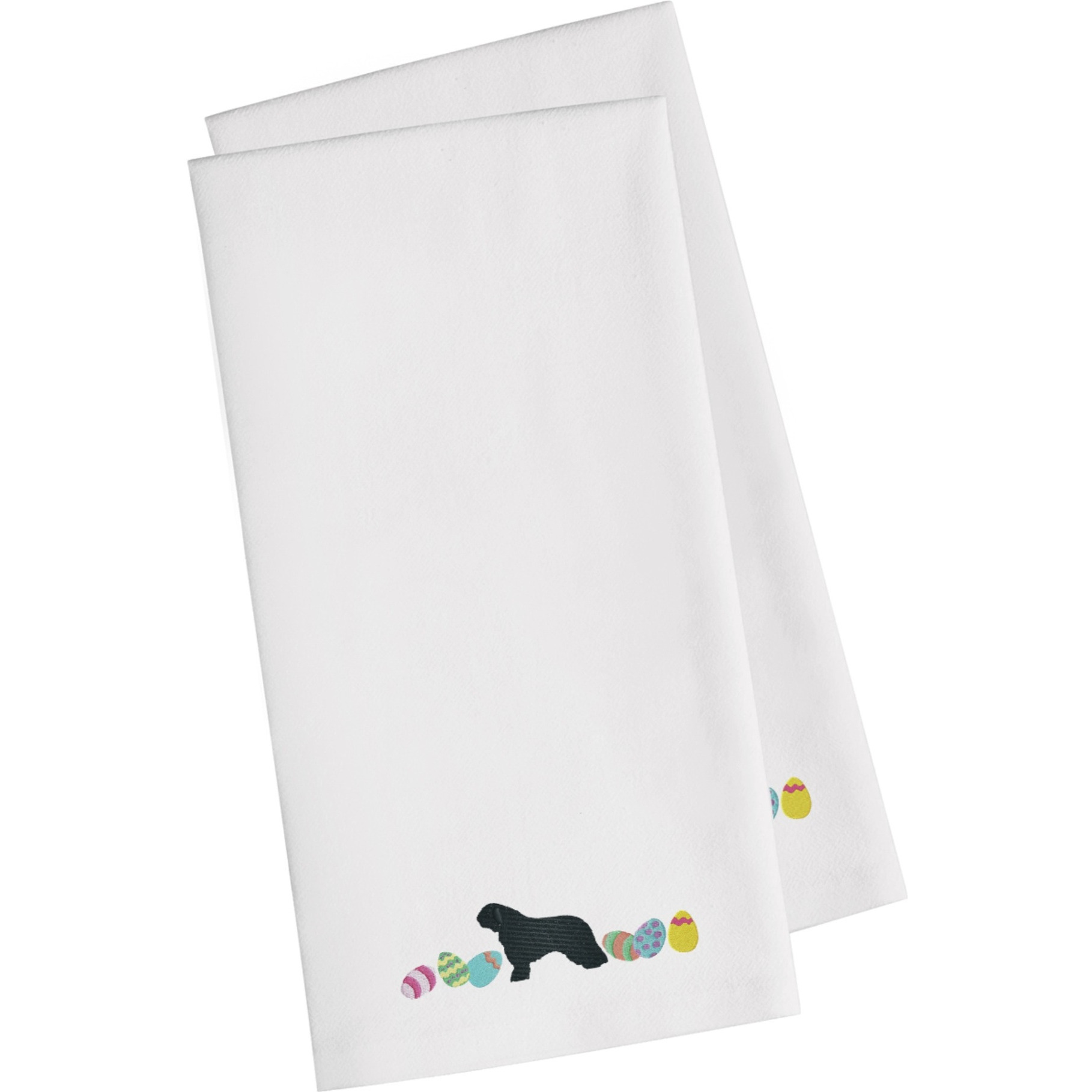Caroline's Treasures CK1689WHTWE Spanish Water Dog Easter White Embroidered Kitchen Towel Set of 2