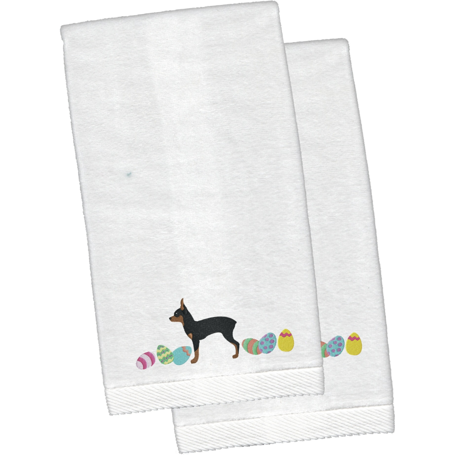 &quotCaroline's Treasures Toy Fox Terrier Easter Emboidered Hand Towels, 26hx16w, Multicolor"