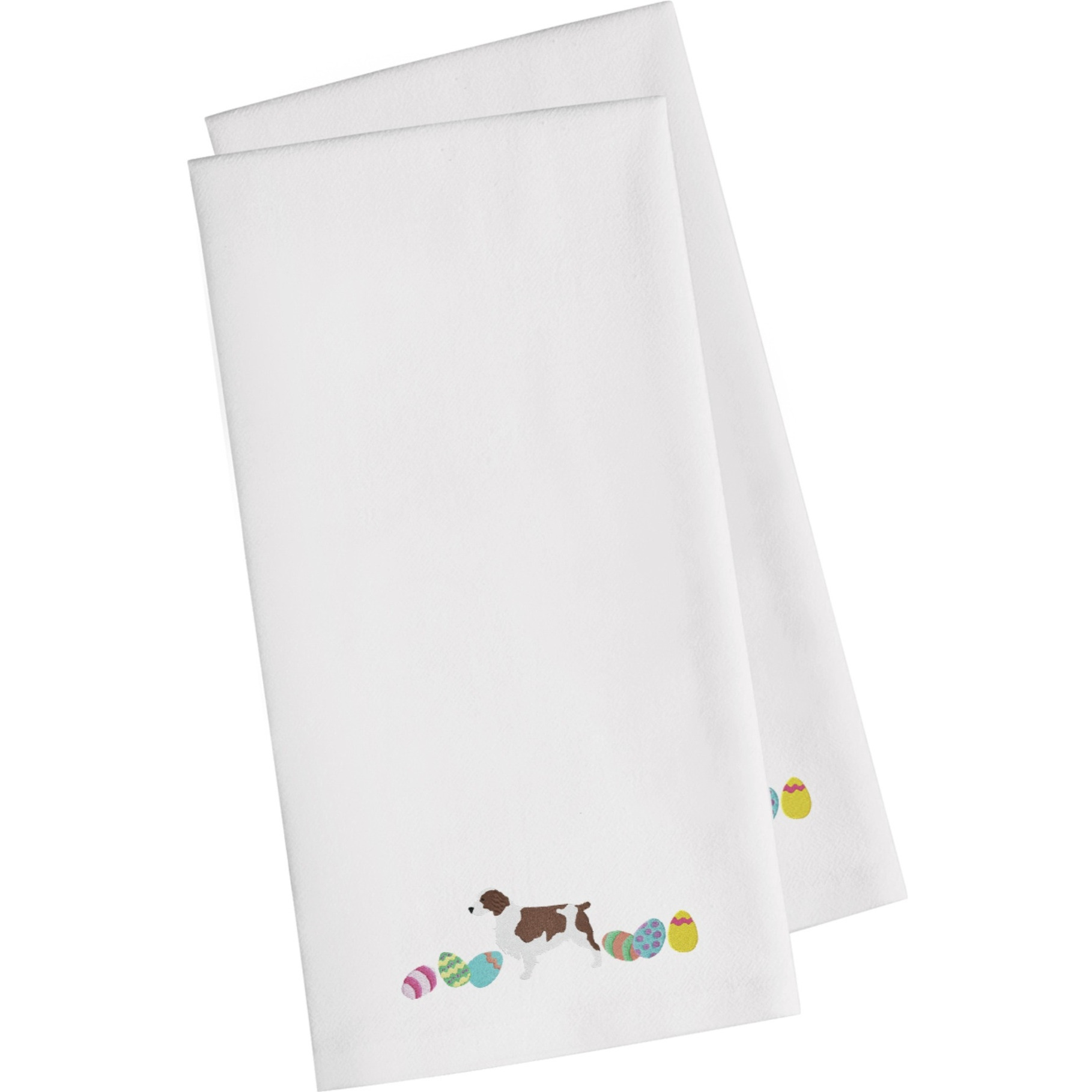 Caroline's Treasures CK1692WHTWE Welsh Springer Spaniel Easter White Embroidered Kitchen Towel Set of 2