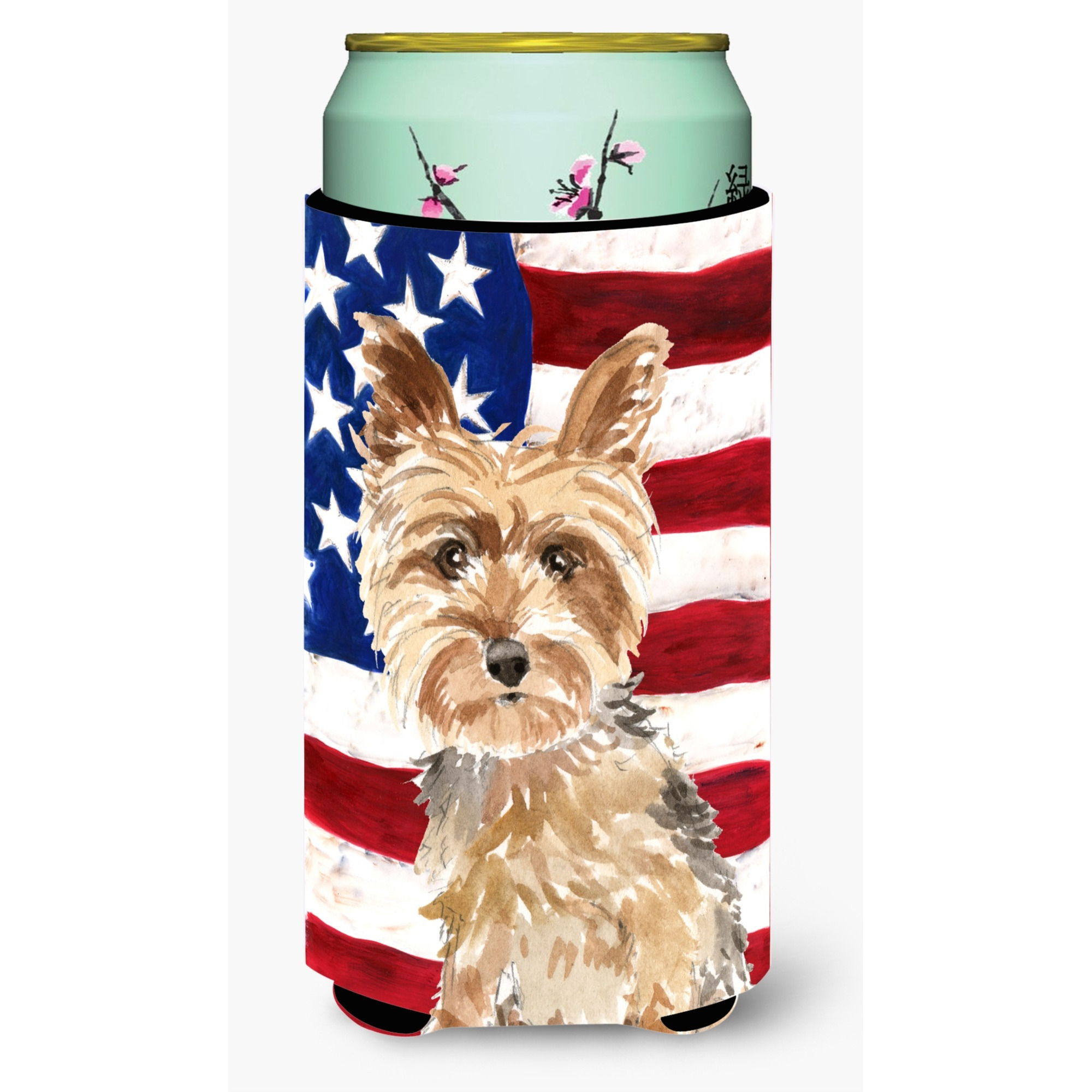 &quotCaroline's Treasures CK1706TBC Patriotic USA Fox Terrier Tall Boy Hugger cold-beverage-koozies, Multicolor"