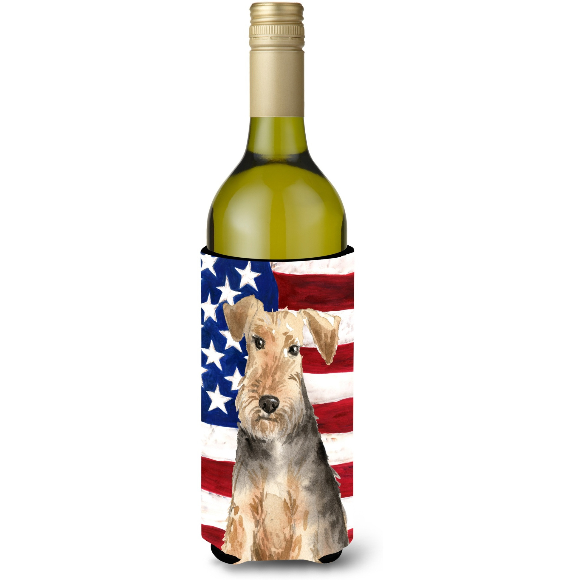 &quotCaroline's Treasures CK1710LITERK Patriotic USA Welsh Terrier Wine Bottle Hugger cold-beverage-koozies, 750 ml, Multicolor"
