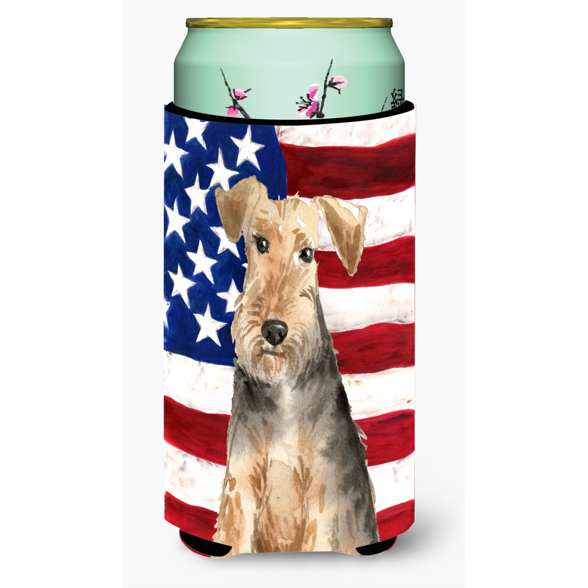 &quotCaroline's Treasures CK1710TBC Patriotic USA Welsh Terrier Tall Boy Hugger cold-beverage-koozies, Multicolor"