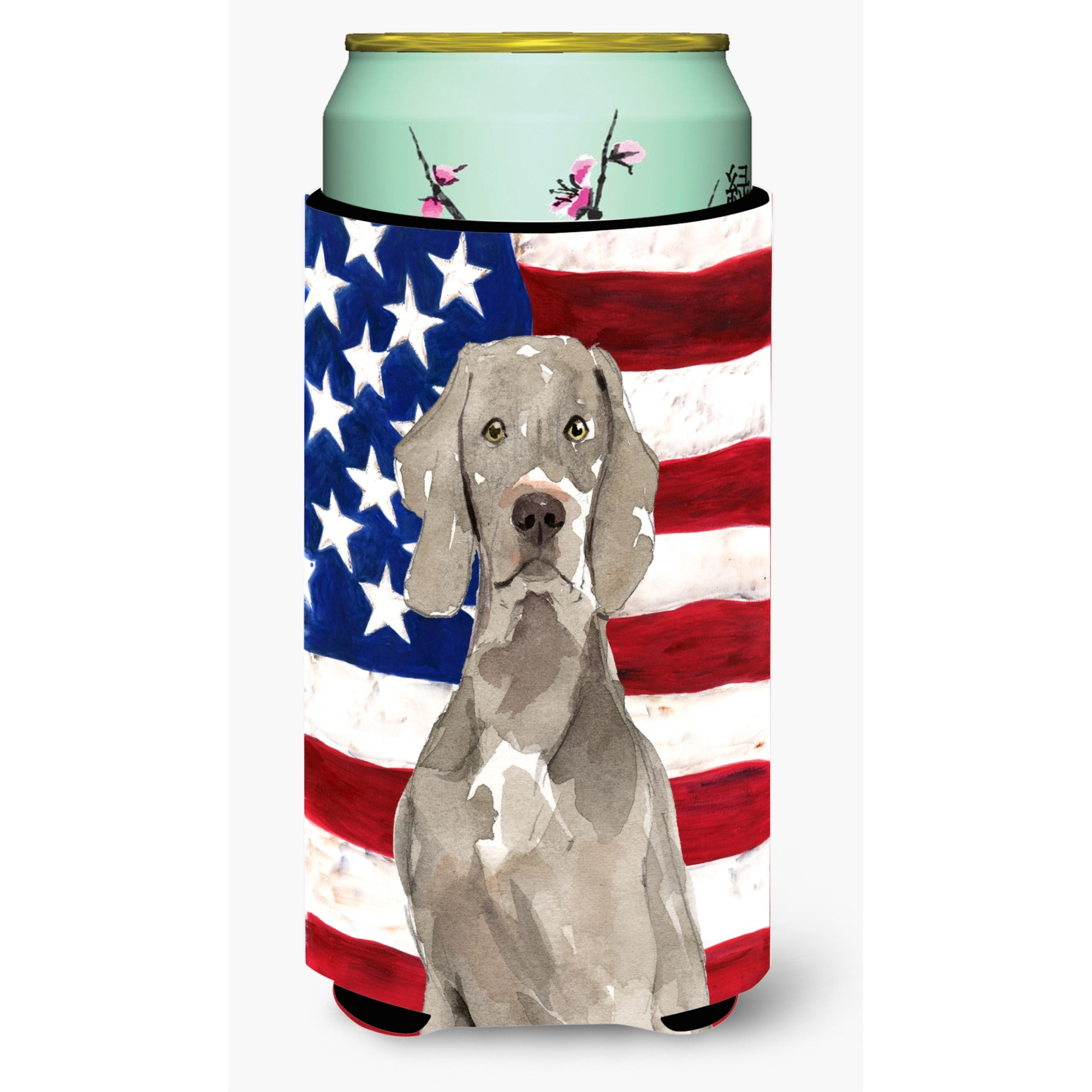 &quotCaroline's Treasures CK1711TBC Patriotic USA Weimaraner Tall Boy Hugger cold-beverage-koozies, Multicolor"