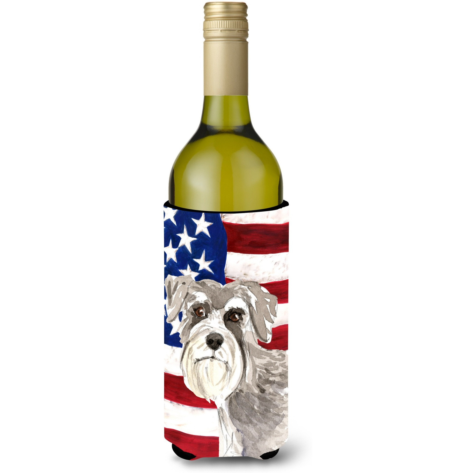 &quotCaroline's Treasures CK1718LITERK Patriotic USA Schnauzer 1 Wine Bottle Hugger cold-beverage-koozies, 750 ml, Multicolor"