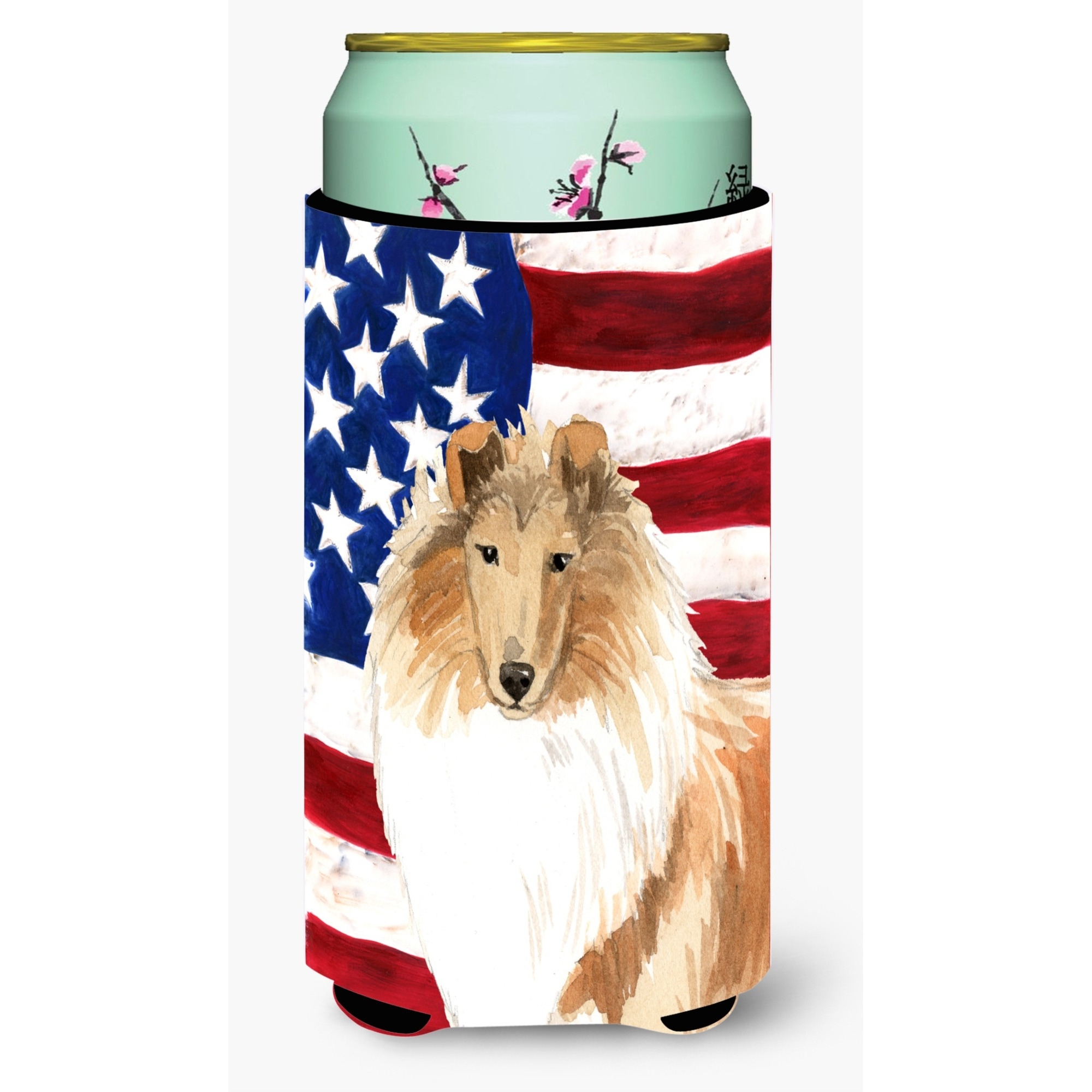&quotCaroline's Treasures CK1719TBC Patriotic USA Rough Collie Tall Boy Hugger cold-beverage-koozies, Multicolor"