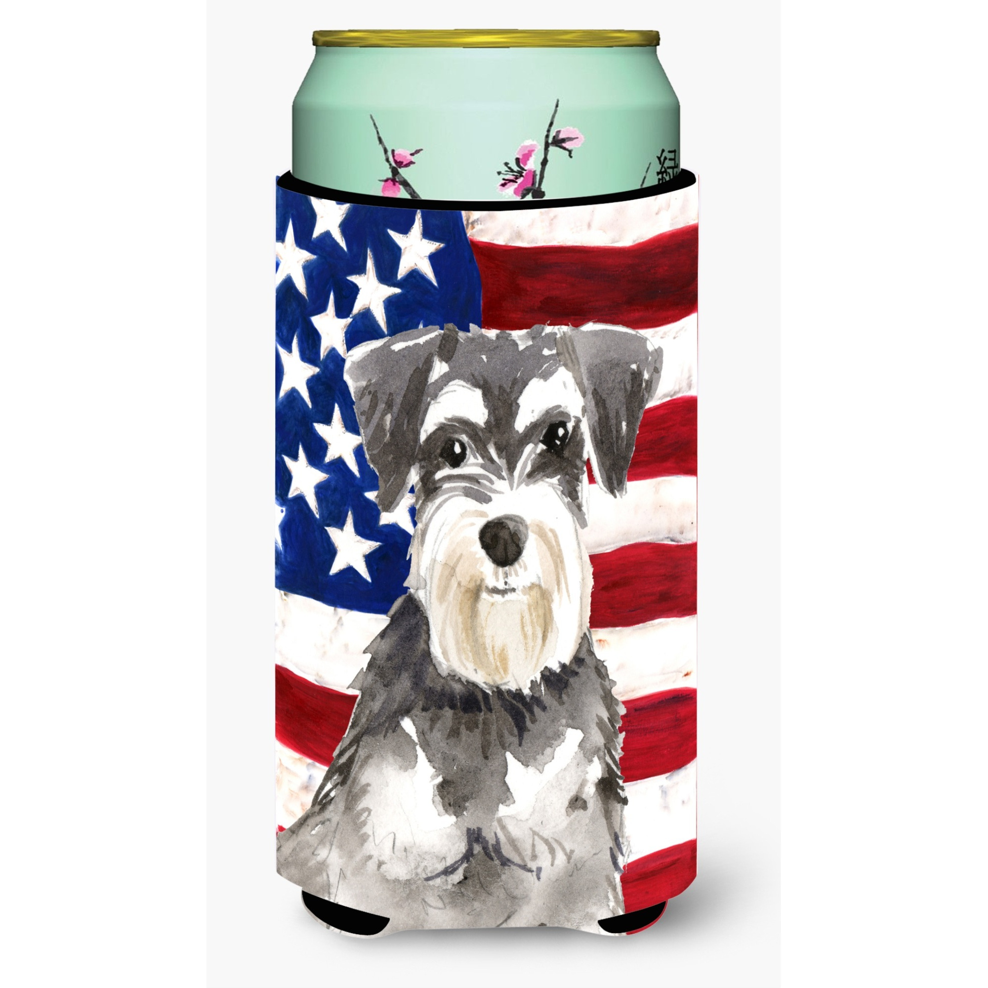&quotCaroline's Treasures CK1722TBC Patriotic USA Schnauzer 2 Tall Boy Hugger cold-beverage-koozies, Multicolor"