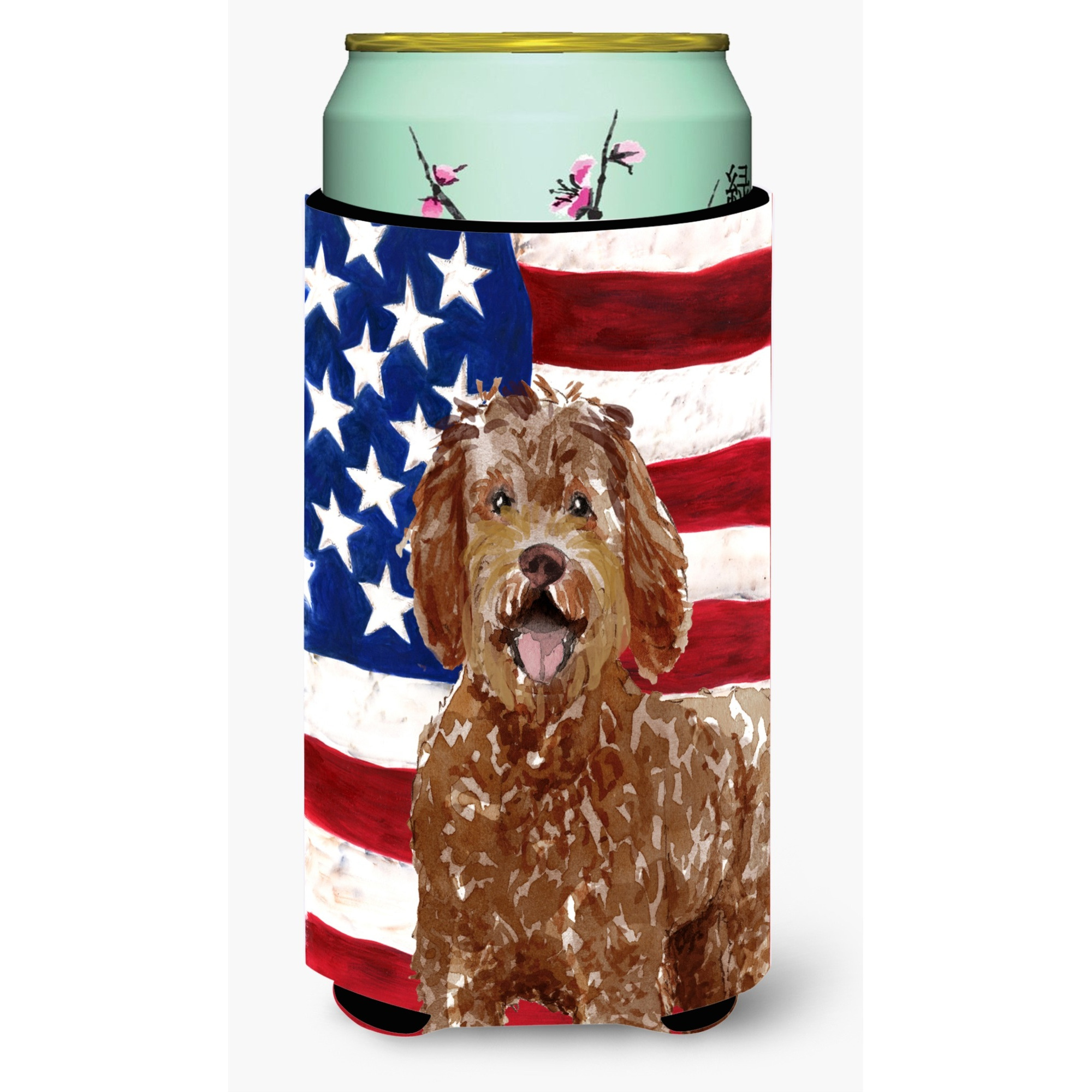 &quotCaroline's Treasures CK1726TBC Patriotic USA Labradoodle Tall Boy Hugger cold-beverage-koozies, Multicolor"