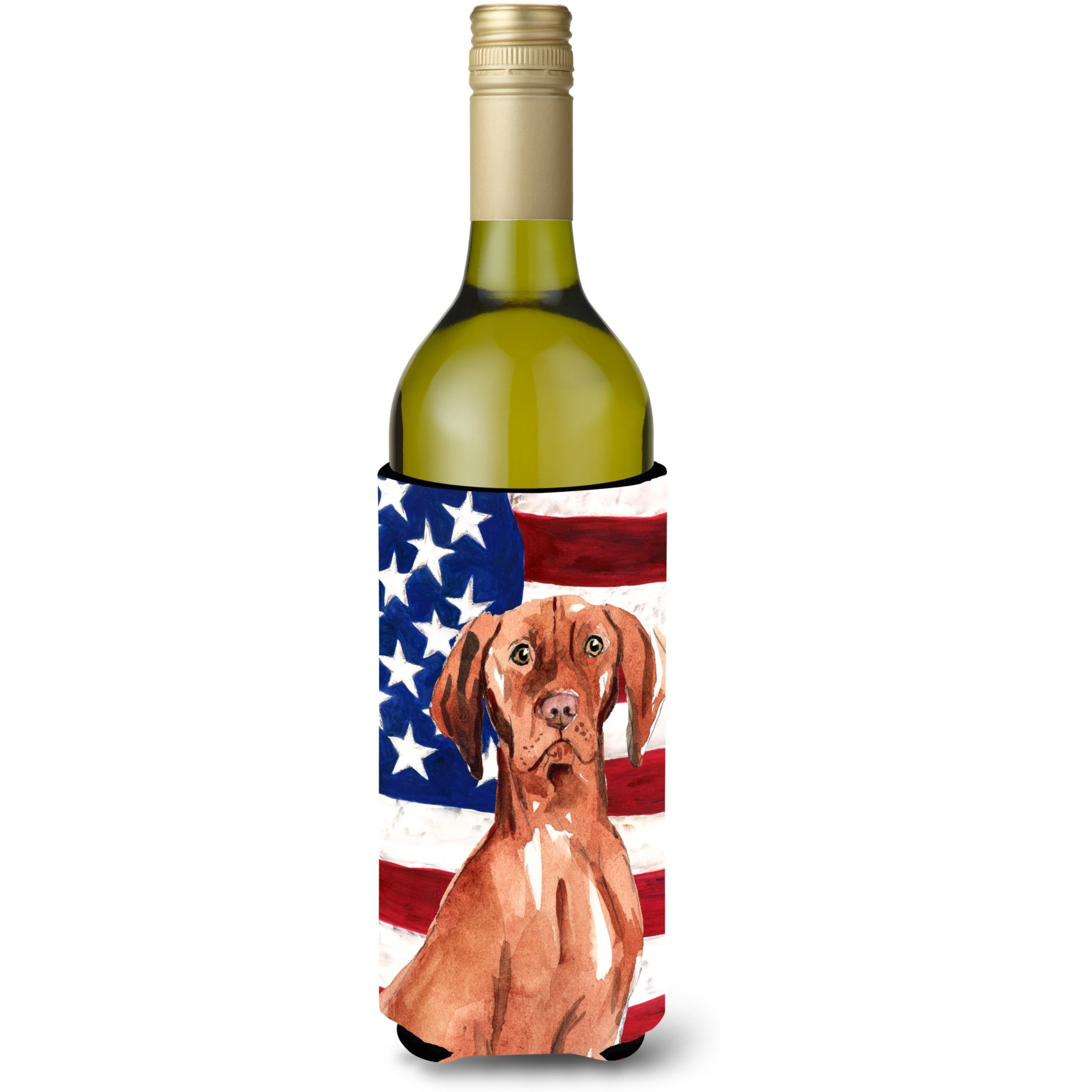 &quotCaroline's Treasures CK1729LITERK Patriotic USA Vizsla Wine Bottle Hugger cold-beverage-koozies, 750 ml, Multicolor"