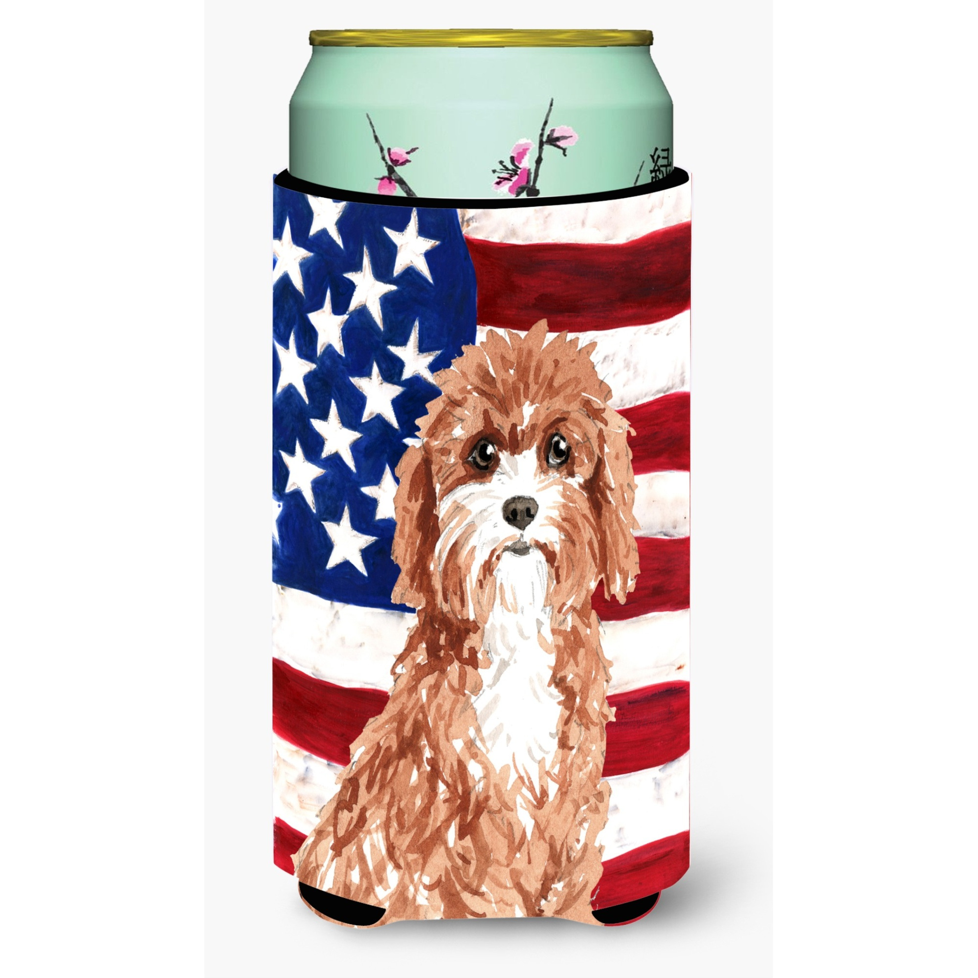 &quotCaroline's Treasures CK1733TBC Patriotic USA Cavapoo Tall Boy Hugger cold-beverage-koozies, Multicolor"
