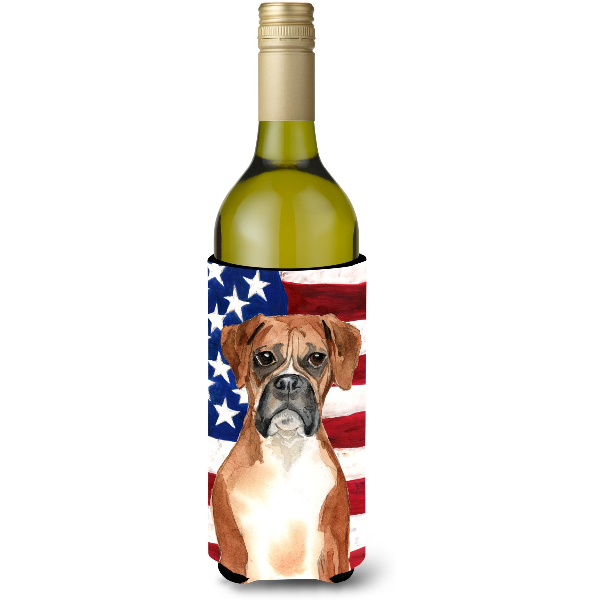&quotCaroline's Treasures CK1736LITERK Patriotic USA Boxer Wine Bottle Hugger cold-beverage-koozies, 750 ml, Multicolor"