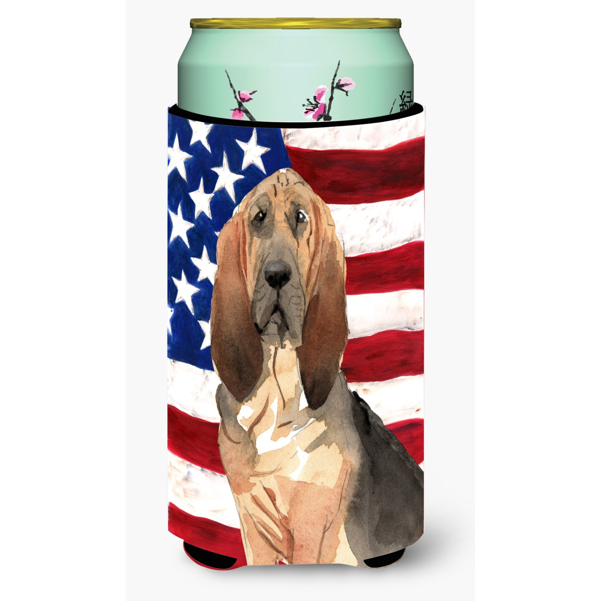 &quotCaroline's Treasures CK1739TBC Patriotic USA Bloodhound Tall Boy Hugger cold-beverage-koozies, Multicolor"