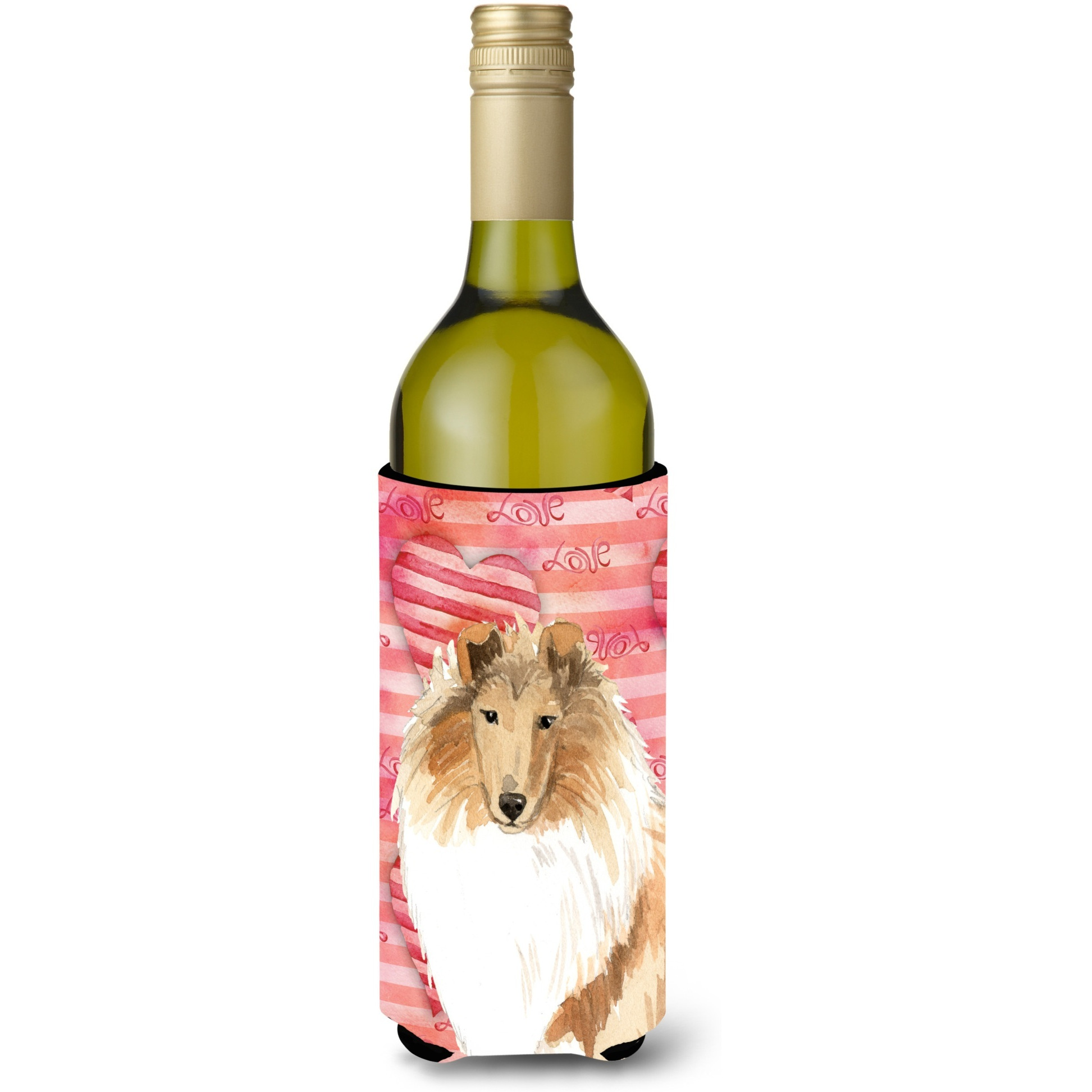 &quotCaroline's Treasures CK1756LITERK Love a Rough Collie Wine Bottle Hugger cold-beverage-koozies, 750 ml, Multicolor"