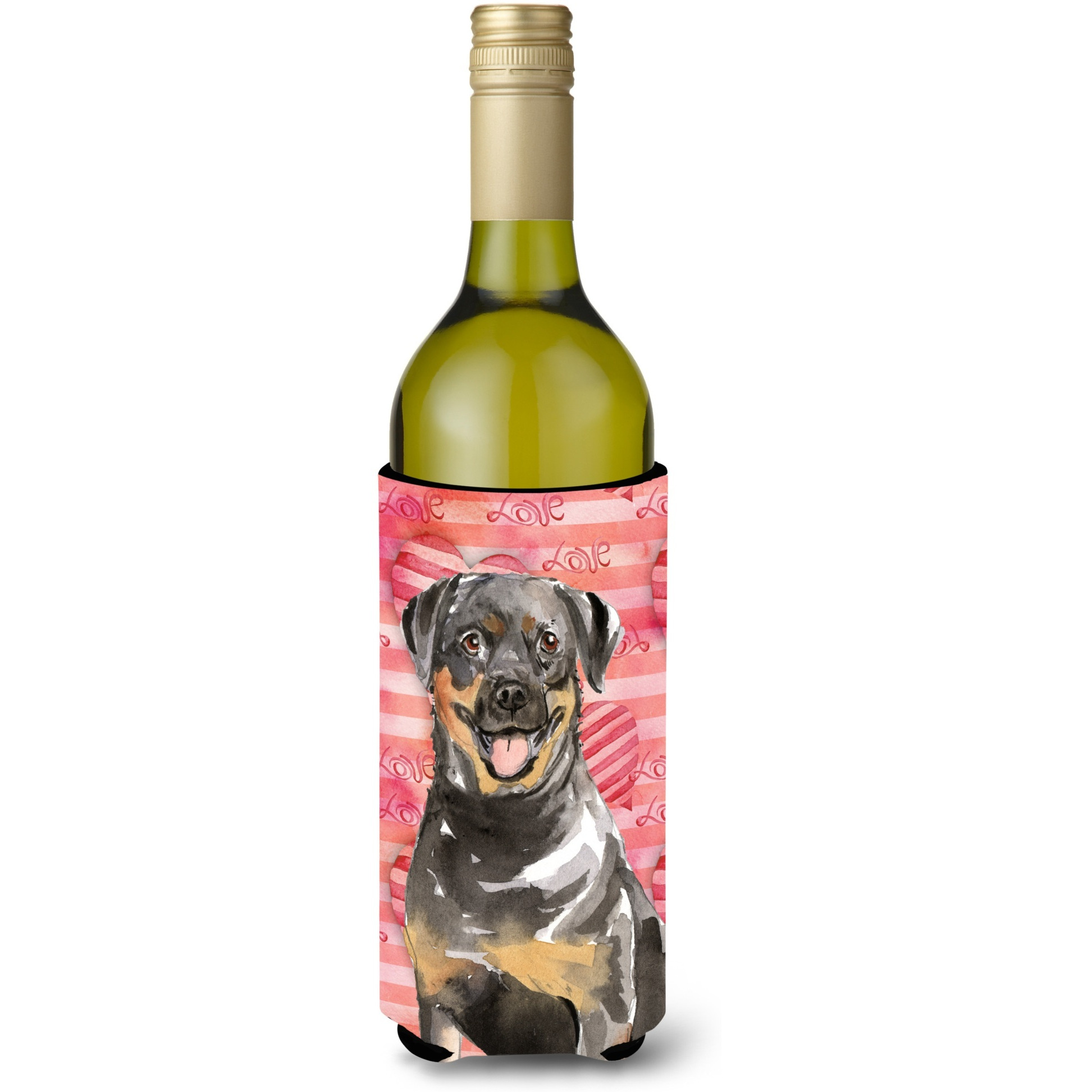 &quotCaroline's Treasures CK1757LITERK Love a Rottweiler Wine Bottle Hugger cold-beverage-koozies, 750 ml, Multicolor"