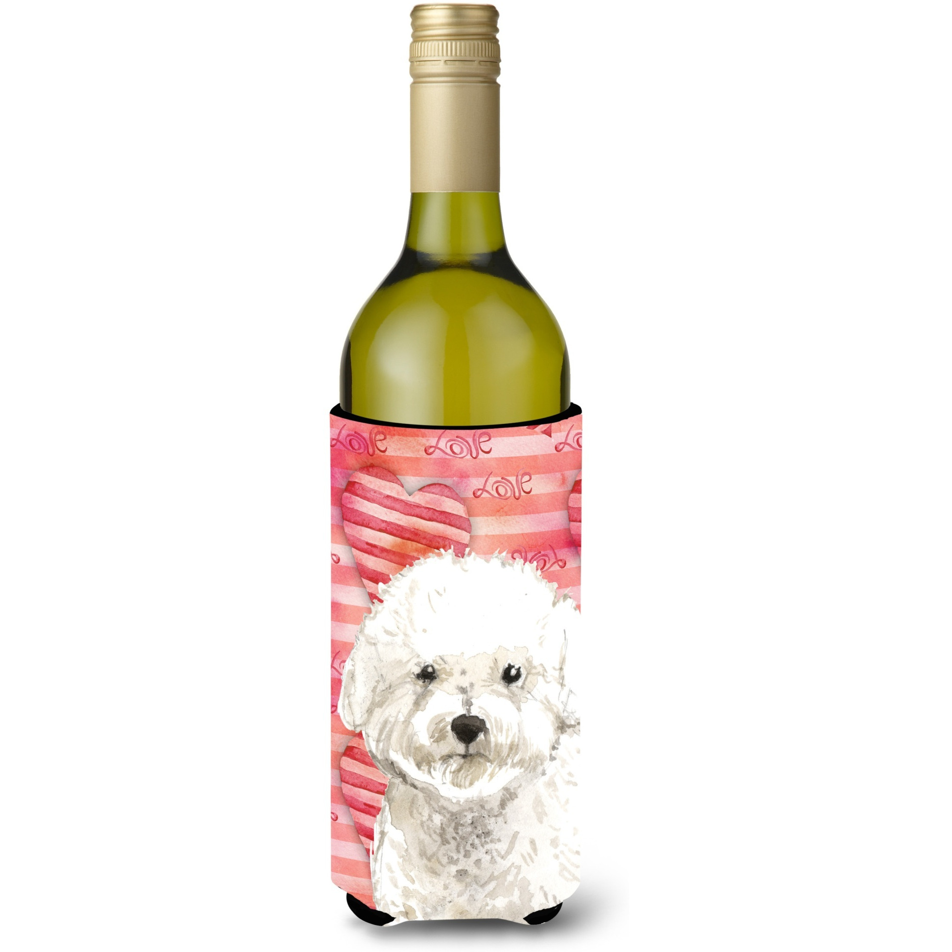 &quotCaroline's Treasures CK1777LITERK Love a Bichon Frise Wine Bottle Hugger cold-beverage-koozies, 750 ml, Multicolor"