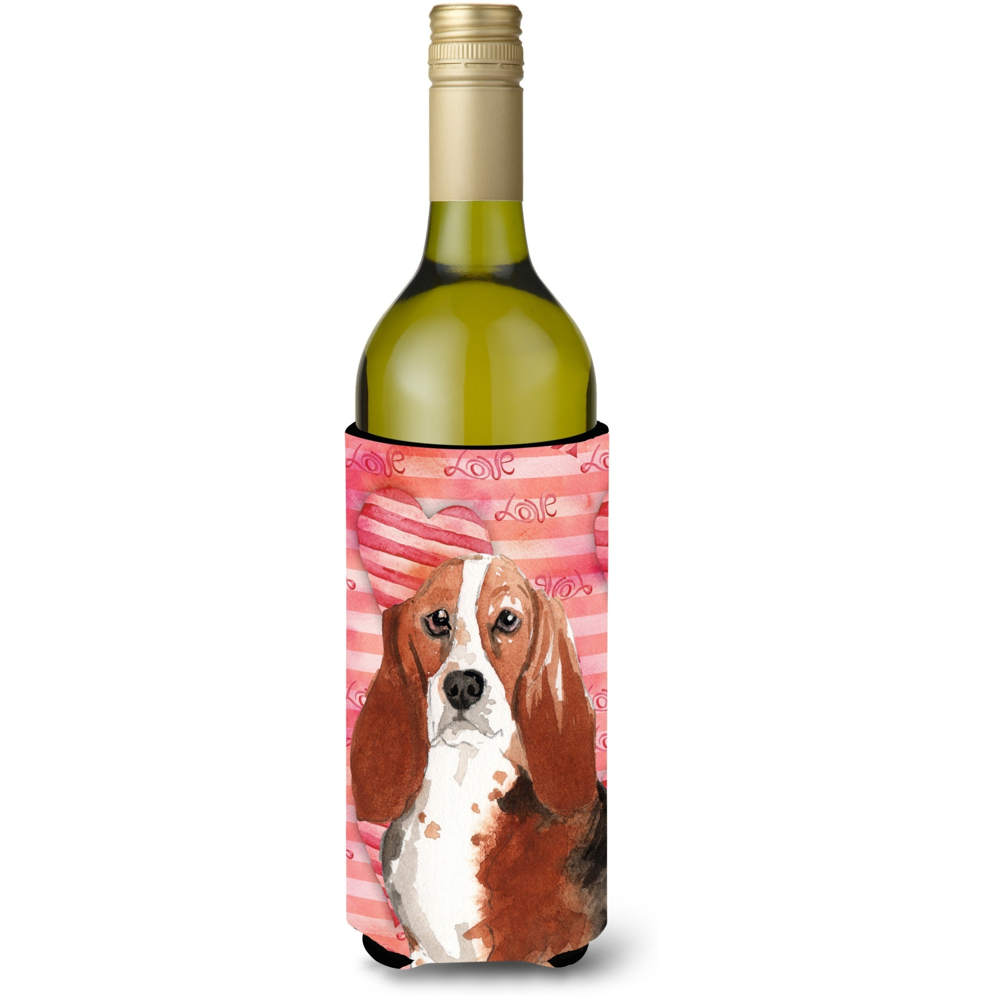 &quotCaroline's Treasures CK1779LITERK Love a Basset Hound Wine Bottle Hugger cold-beverage-koozies, 750 ml, Multicolor"