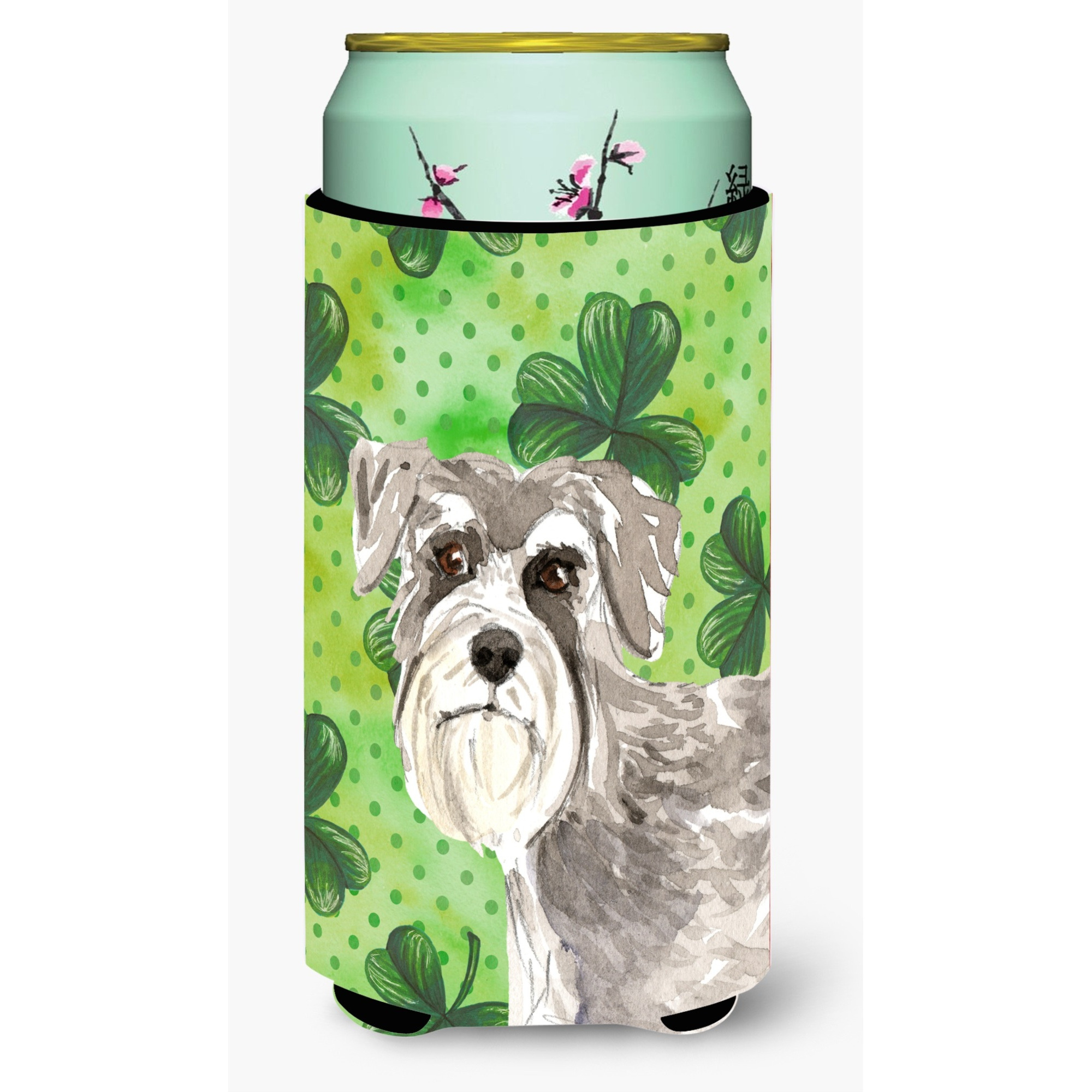 &quotCaroline's Treasures CK1792TBC Shamrocks Schnauzer 1 Tall Boy Hugger cold-beverage-koozies, Multicolor"