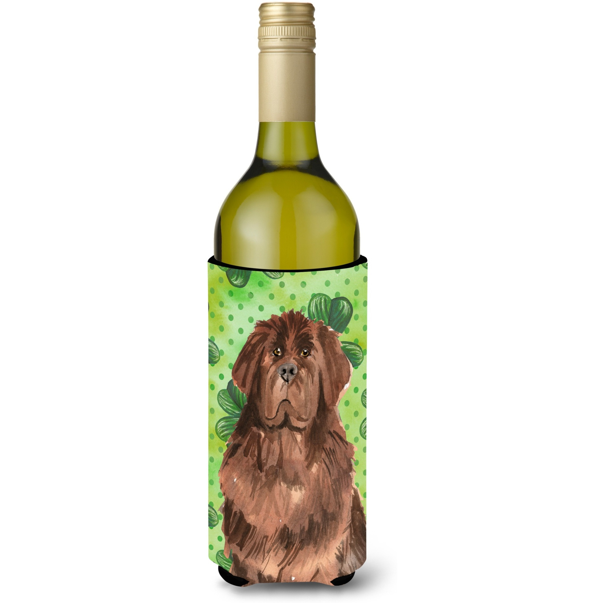 &quotCaroline's Treasures CK1795LITERK Shamrocks Newfoundland Wine Bottle Hugger cold-beverage-koozies, 750 ml, Multicolor"