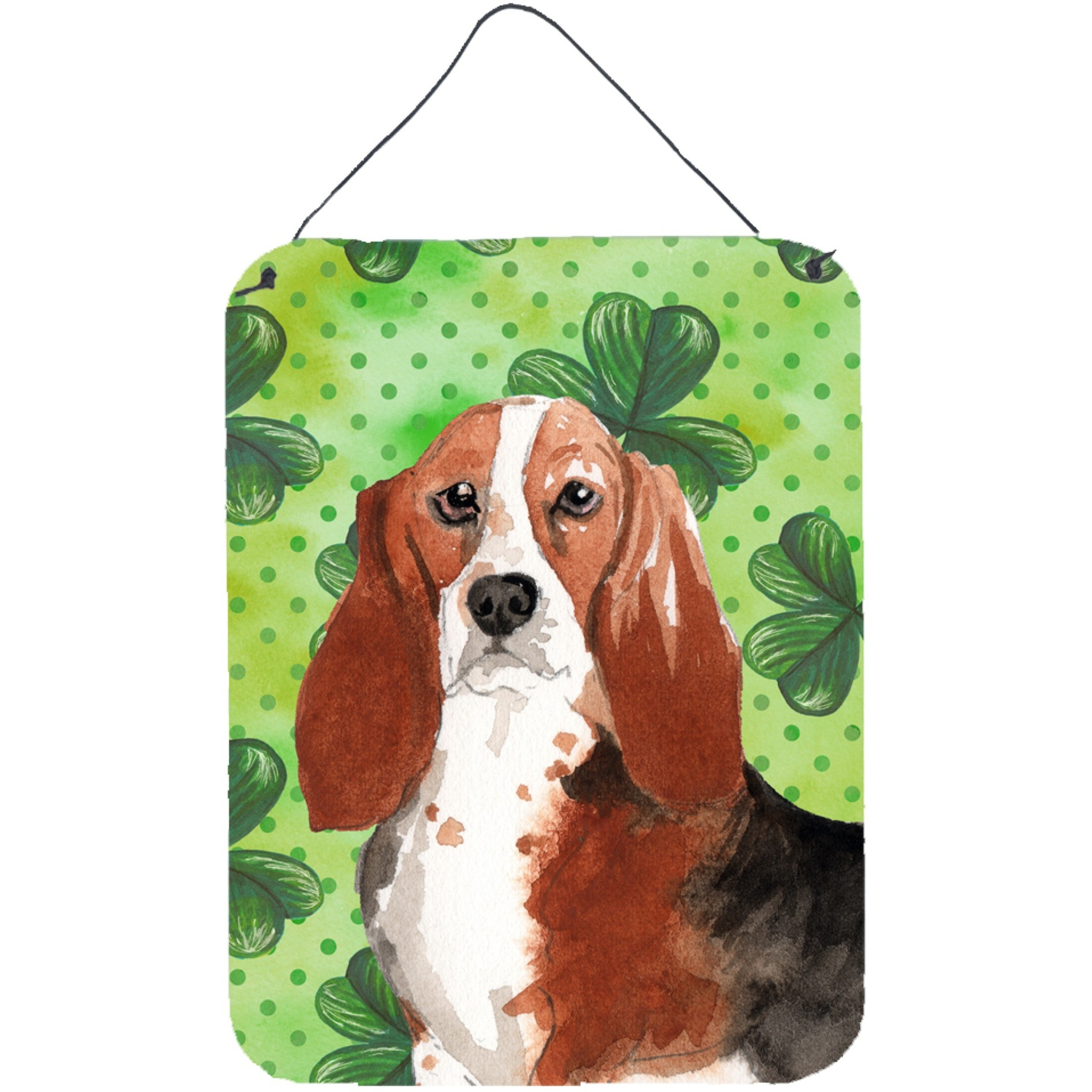 &quotCaroline's Treasures Shamrocks Basset Hound Door Hanging Prints wall-decor, Multicolor"