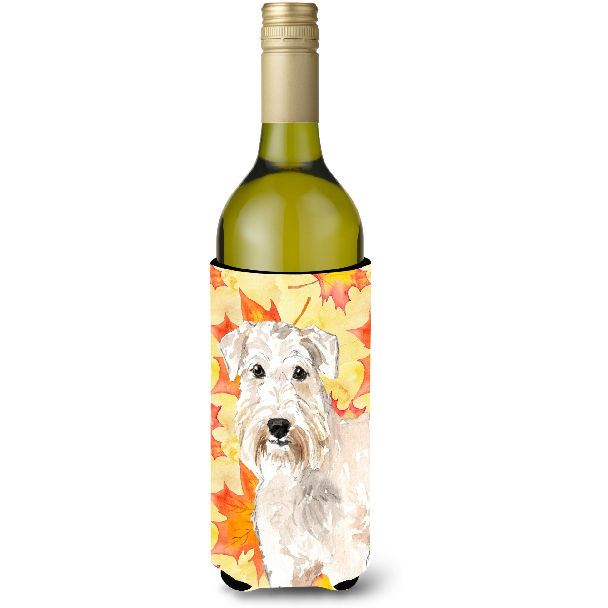&quotCaroline's Treasures CK1820LITERK Fall Leaves Wheaten Terrier Wine Bottle Hugger cold-beverage-koozies, 750 ml, Multicolor"