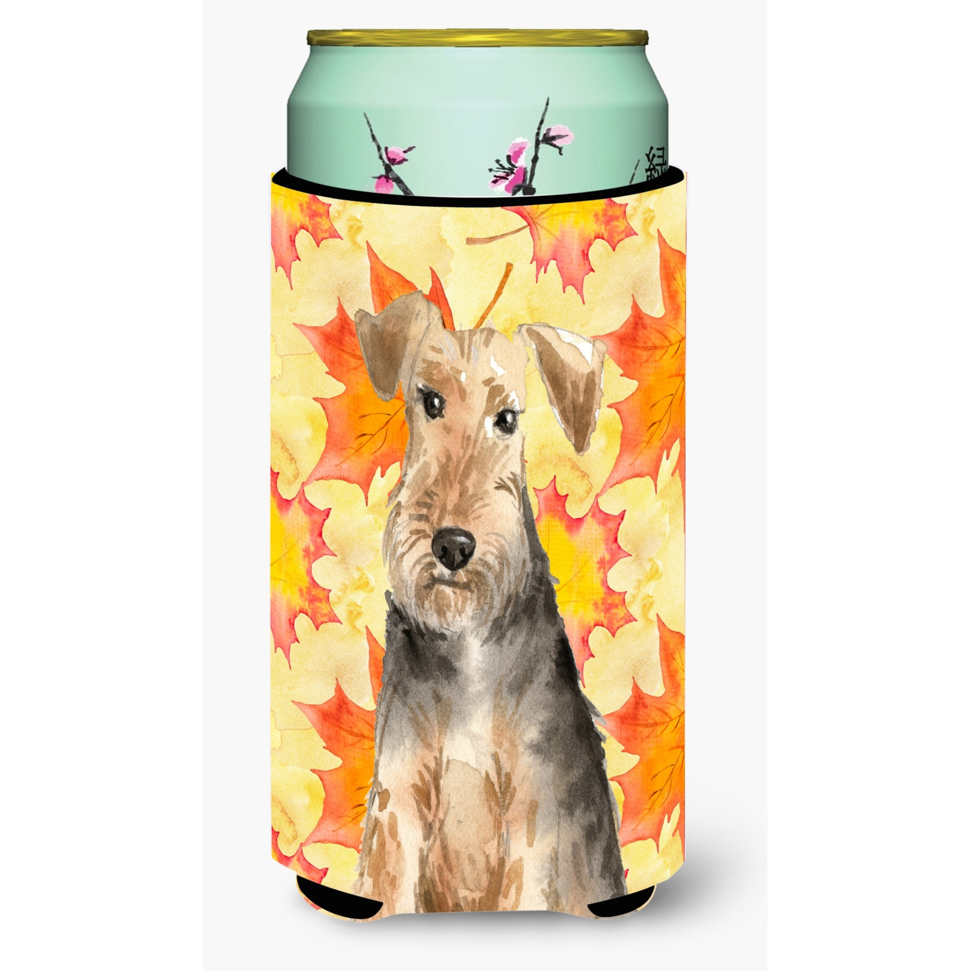&quotCaroline's Treasures CK1821TBC Fall Leaves Welsh Terrier Tall Boy Hugger cold-beverage-koozies, Multicolor"