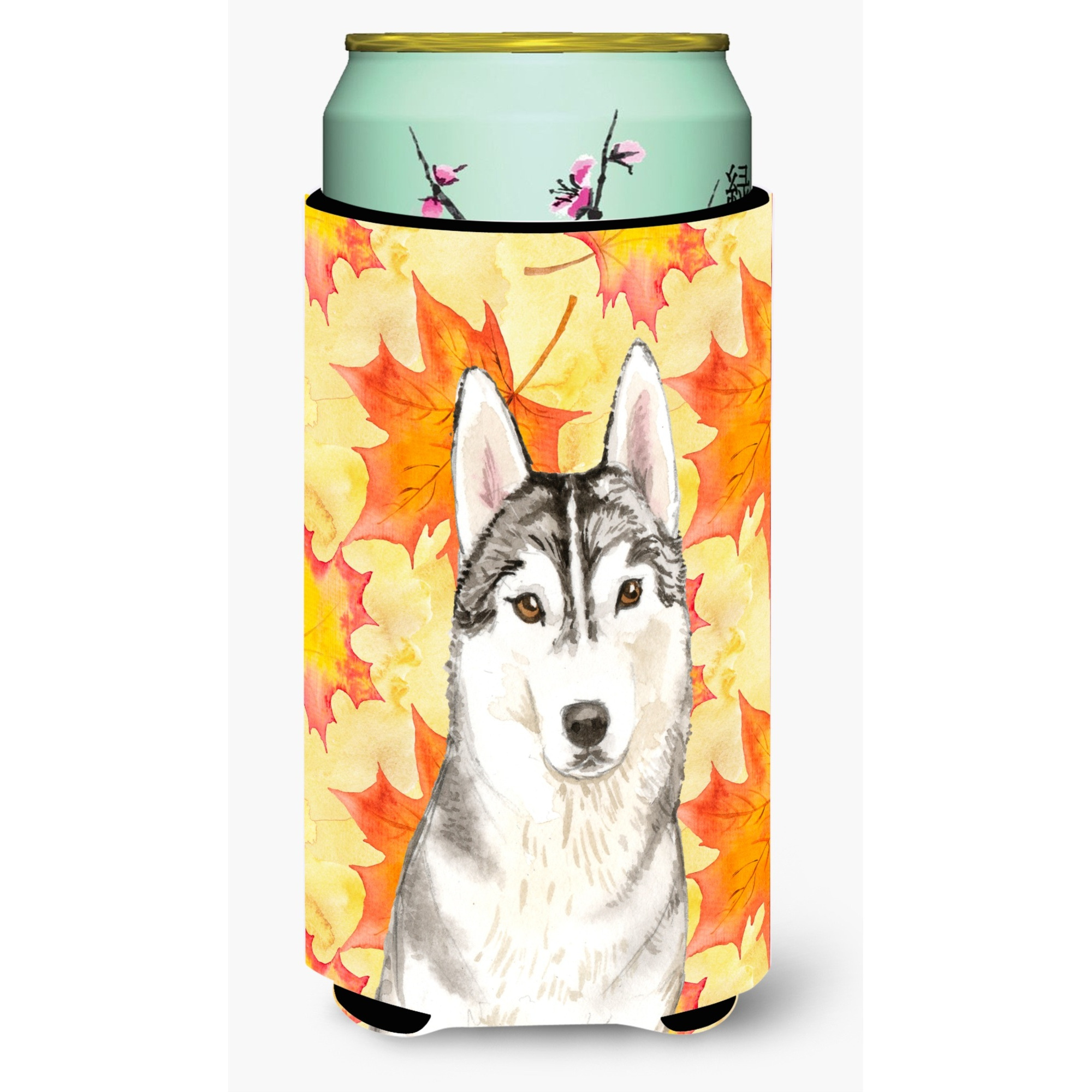 &quotCaroline's Treasures CK1824TBC Fall Leaves Siberian Husky Tall Boy Hugger cold-beverage-koozies, Multicolor"