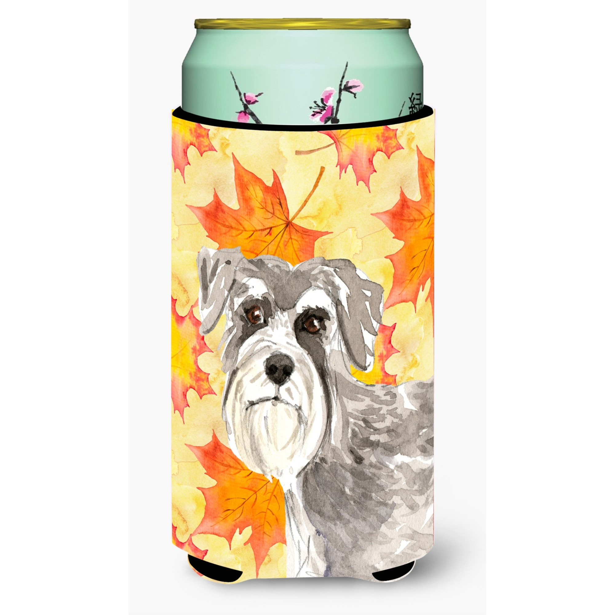 &quotCaroline's Treasures CK1829TBC Fall Leaves Schnauzer 1 Tall Boy Hugger cold-beverage-koozies, Multicolor"