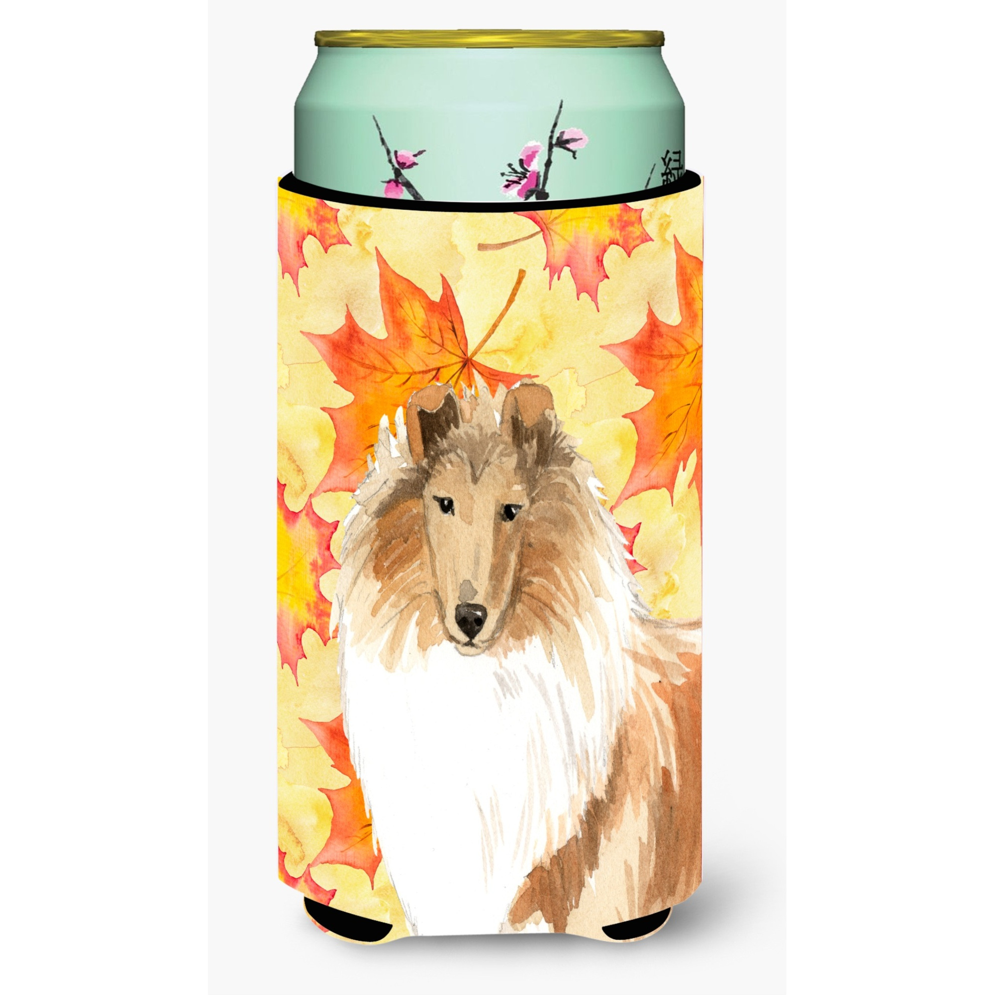 &quotCaroline's Treasures CK1830TBC Fall Leaves Rough Collie Tall Boy Hugger cold-beverage-koozies, Multicolor"