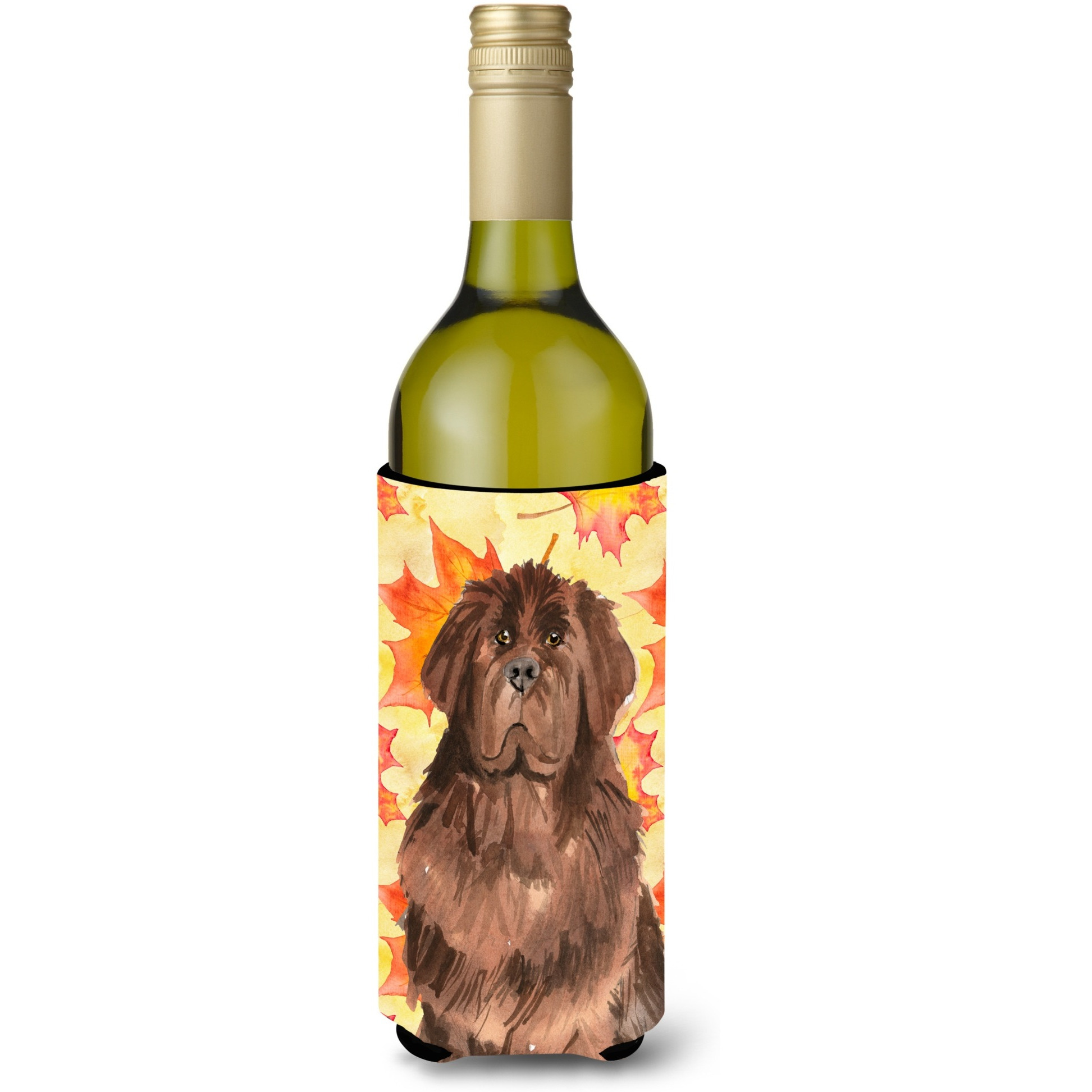 &quotCaroline's Treasures CK1832LITERK Fall Leaves Newfoundland Wine Bottle Hugger cold-beverage-koozies, 750 ml, Multicolor"