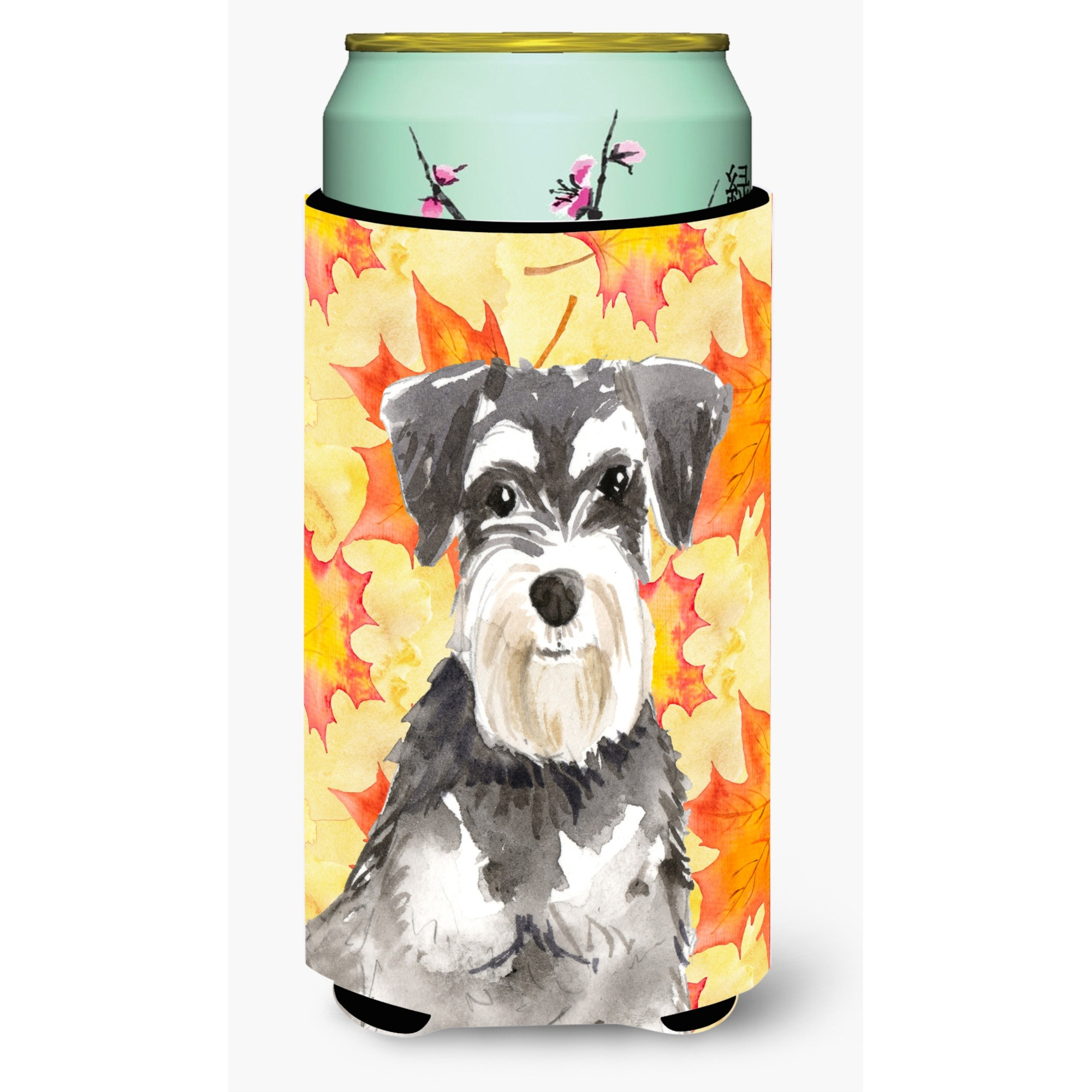 &quotCaroline's Treasures CK1833TBC Fall Leaves Schnauzer 2 Tall Boy Hugger cold-beverage-koozies, Multicolor"