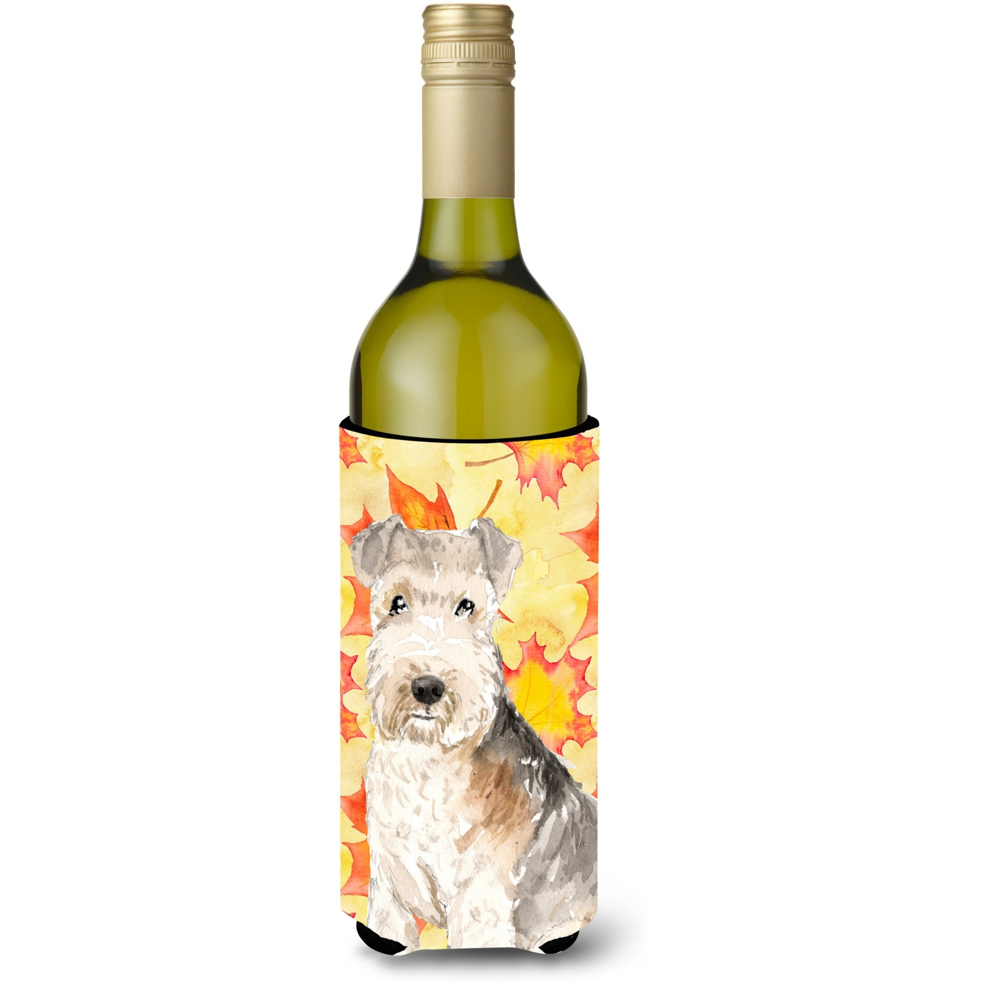 &quotCaroline's Treasures CK1836LITERK Fall Leaves Lakeland Terrier Wine Bottle Hugger cold-beverage-koozies, 750 ml, Multicolor"