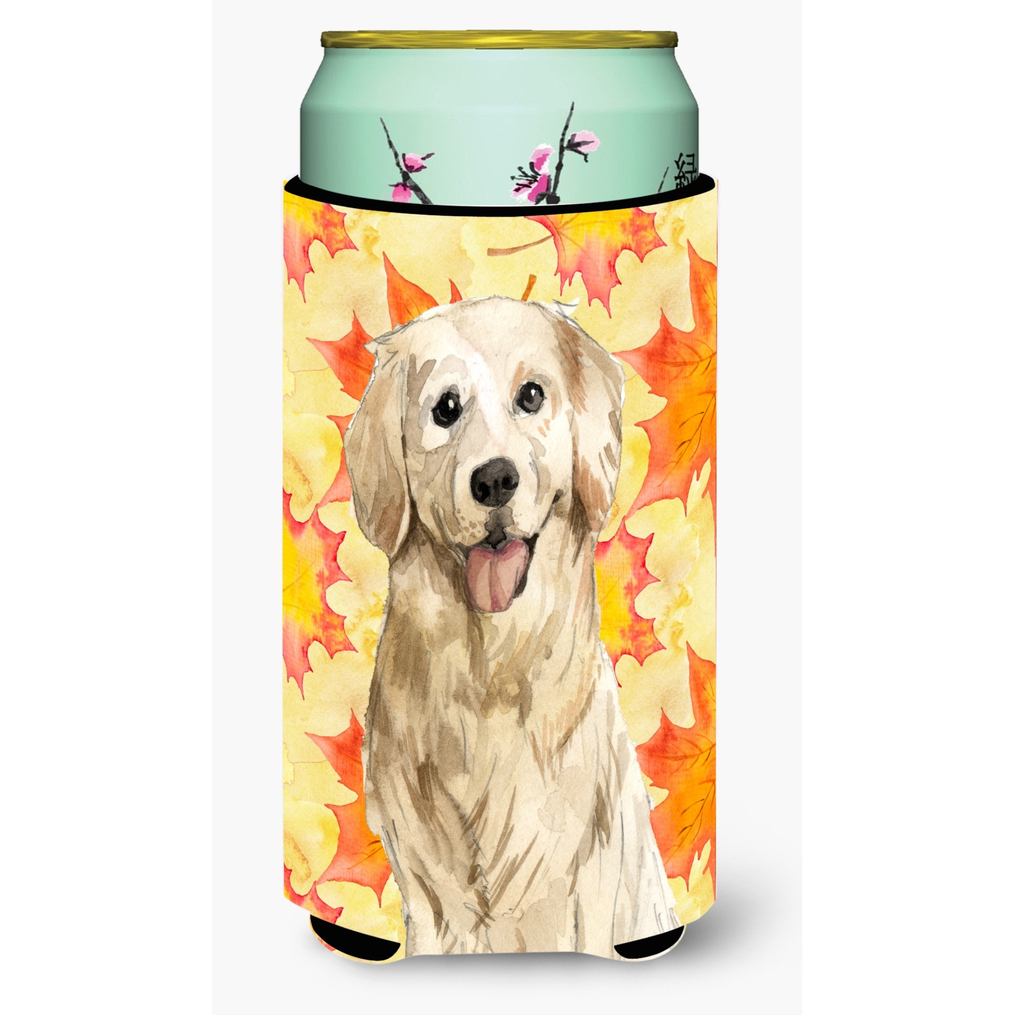 &quotCaroline's Treasures CK1841TBC Fall Leaves Golden Retriever Tall Boy Hugger cold-beverage-koozies, Multicolor"