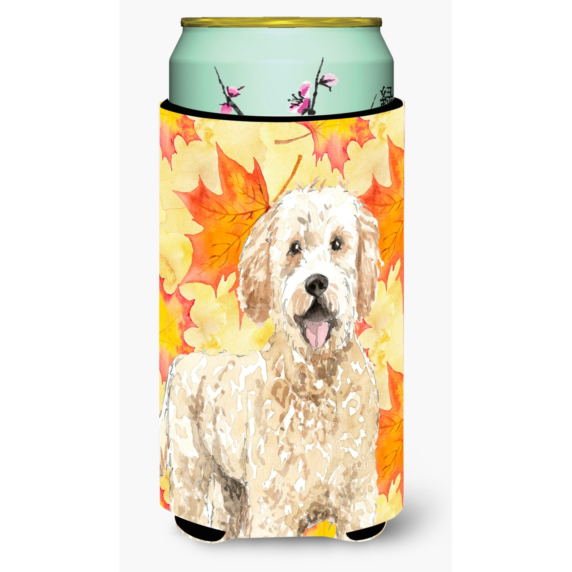 &quotCaroline's Treasures CK1842TBC Fall Leaves Goldendoodle Tall Boy Hugger cold-beverage-koozies, Multicolor"
