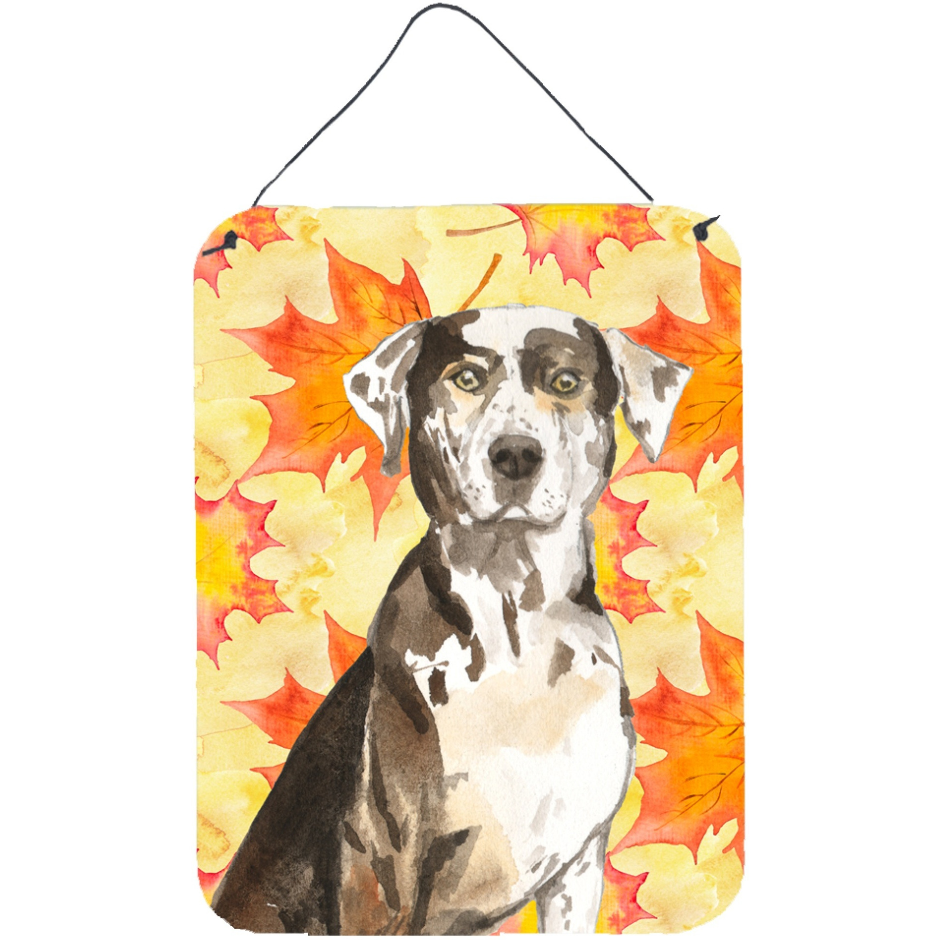 &quotCaroline's Treasures Fall Leaves Catahoula Leopard Dog Door Hanging Prints wall-decor, Multicolor"