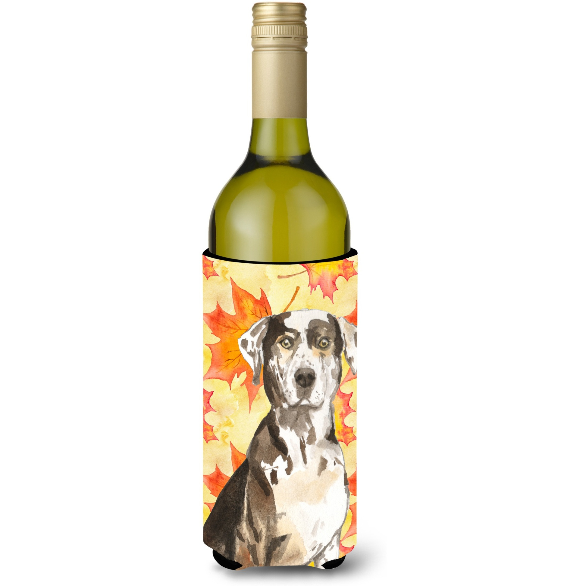 &quotCaroline's Treasures CK1845LITERK Fall Catahoula Leopard Dog Wine Bottle Hugger cold-beverage-koozies, 750 ml, Multicolor"