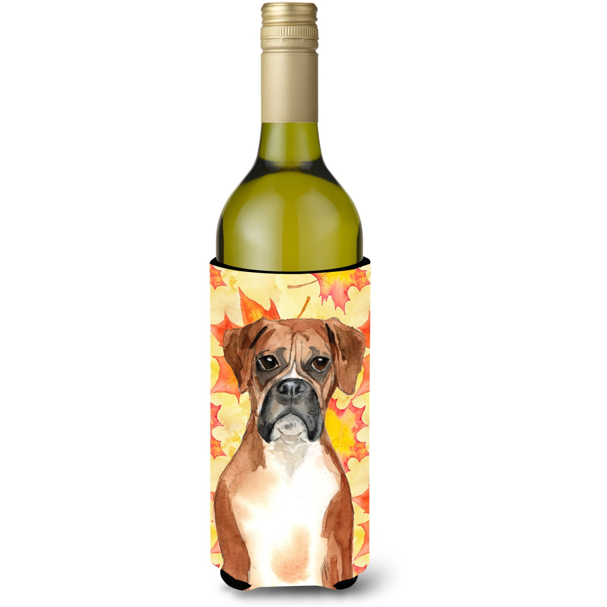 &quotCaroline's Treasures CK1847LITERK Fall Leaves Boxer Wine Bottle Hugger cold-beverage-koozies, 750 ml, Multicolor"