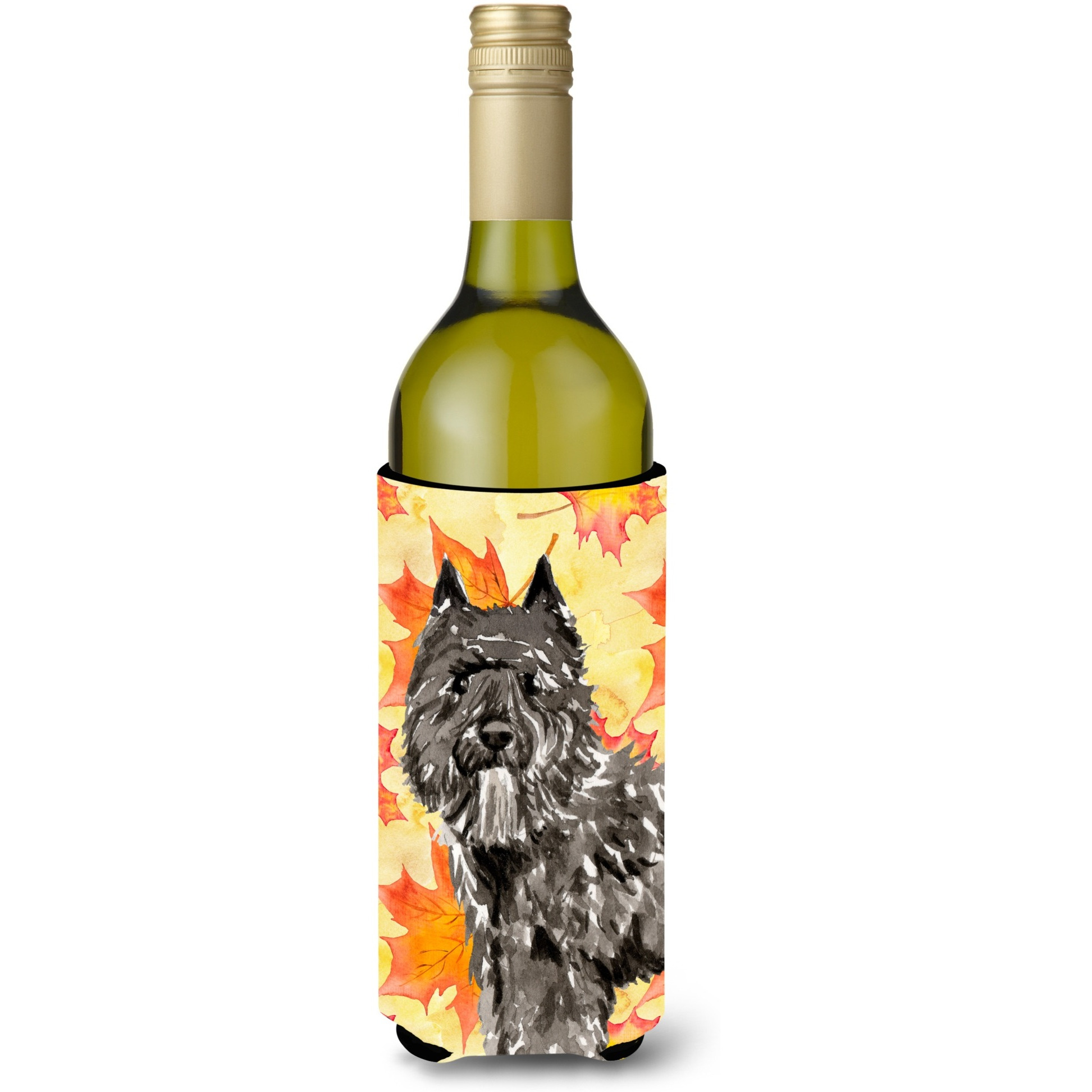 &quotCaroline's Treasures CK1848LITERK Fall Leaves Bouvier des Flandres Wine Bottle Hugger cold-beverage-koozies, 750 ml, Multicolor"