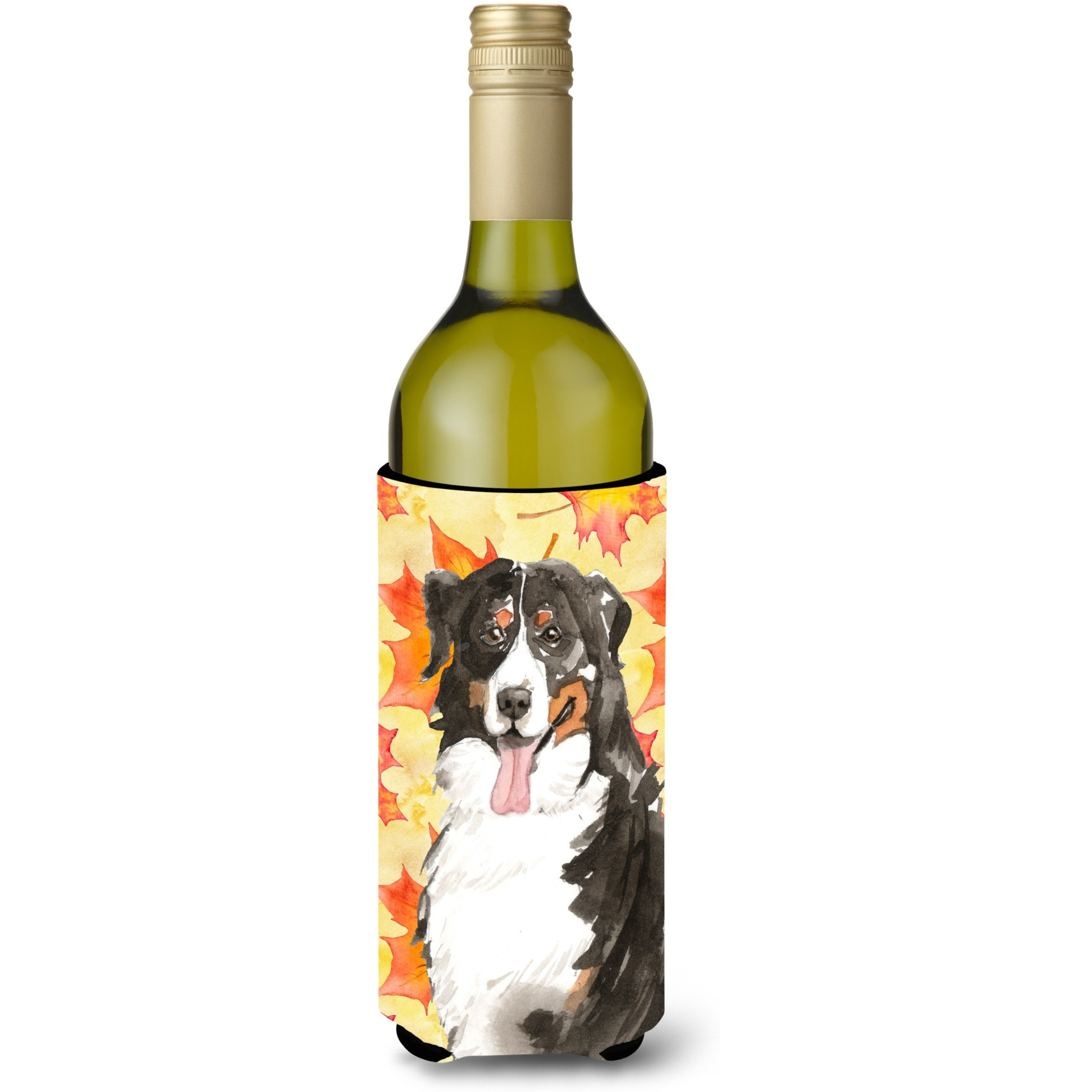 &quotCaroline's Treasures CK1852LITERK Fall Leaves Bernese Mountain Dog Wine Bottle Hugger cold-beverage-koozies, 750 ml, Multicolor"