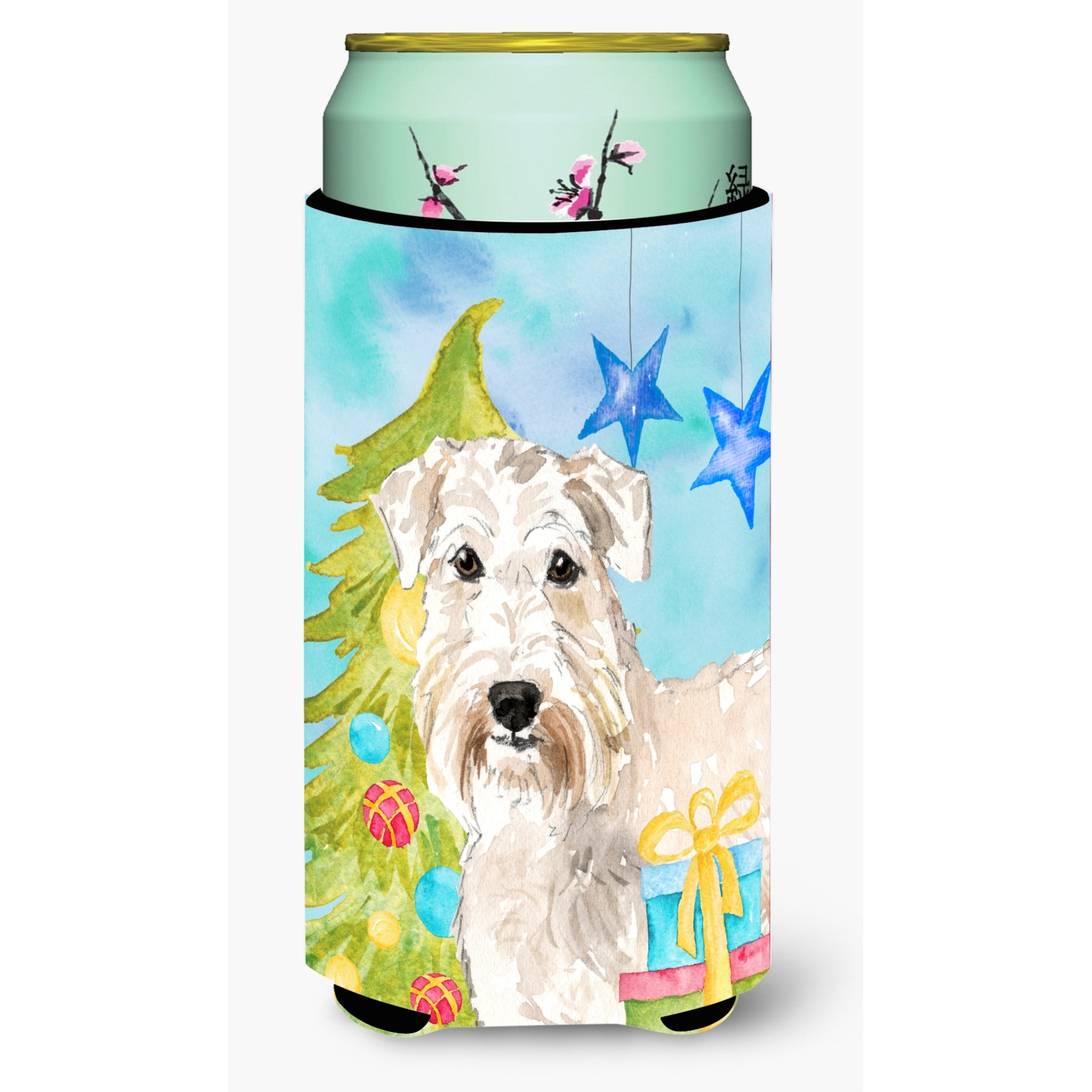 &quotCaroline's Treasures CK1857TBC Christmas Tree Wheaten Terrier Tall Boy Hugger cold-beverage-koozies, Multicolor"