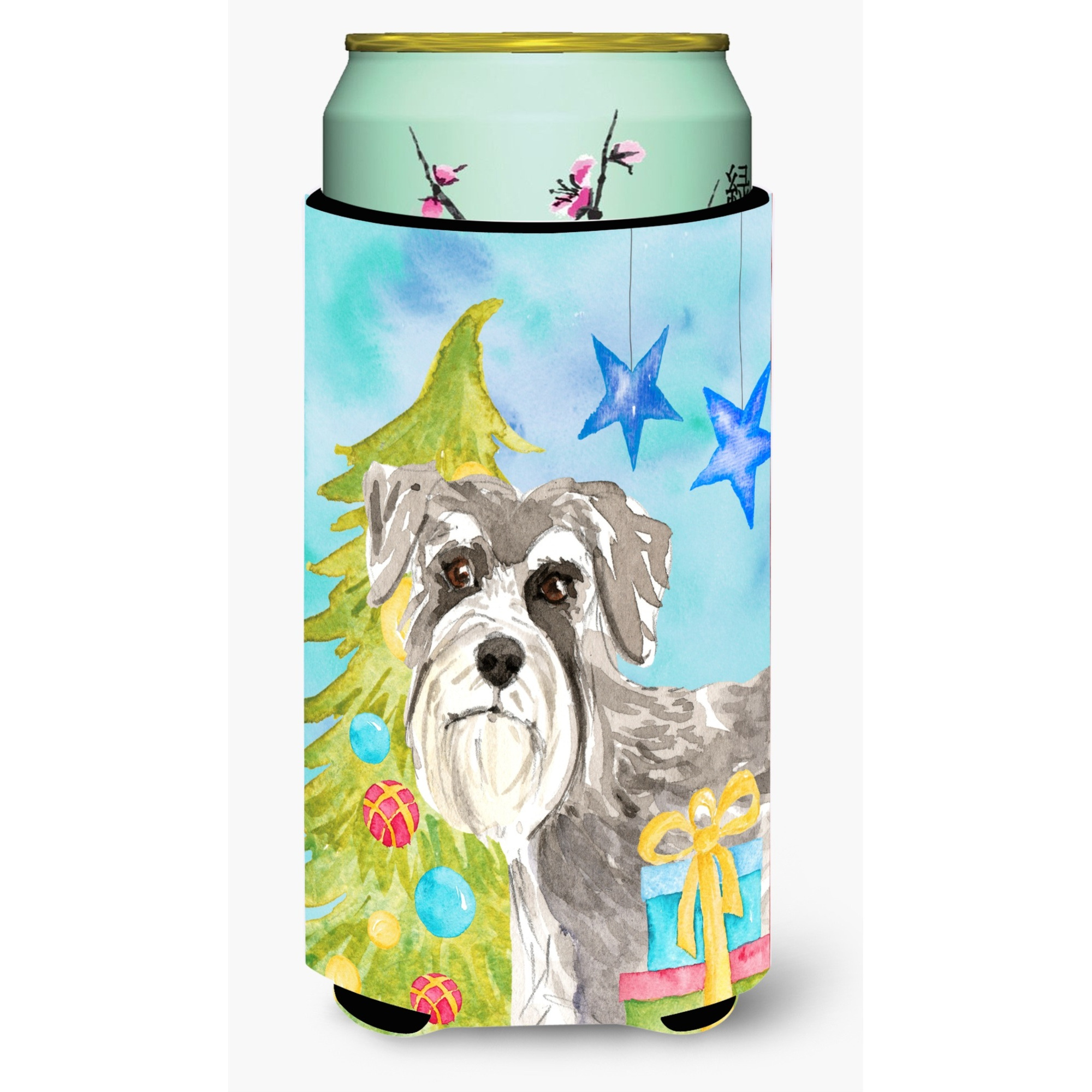 &quotCaroline's Treasures CK1866TBC Christmas Tree Schnauzer 1 Tall Boy Hugger cold-beverage-koozies, Multicolor"