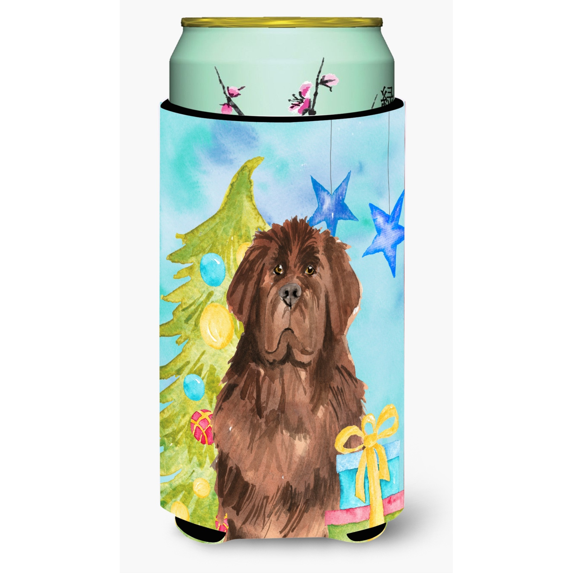 &quotCaroline's Treasures CK1869TBC Christmas Tree Newfoundland Tall Boy Hugger cold-beverage-koozies, Multicolor"