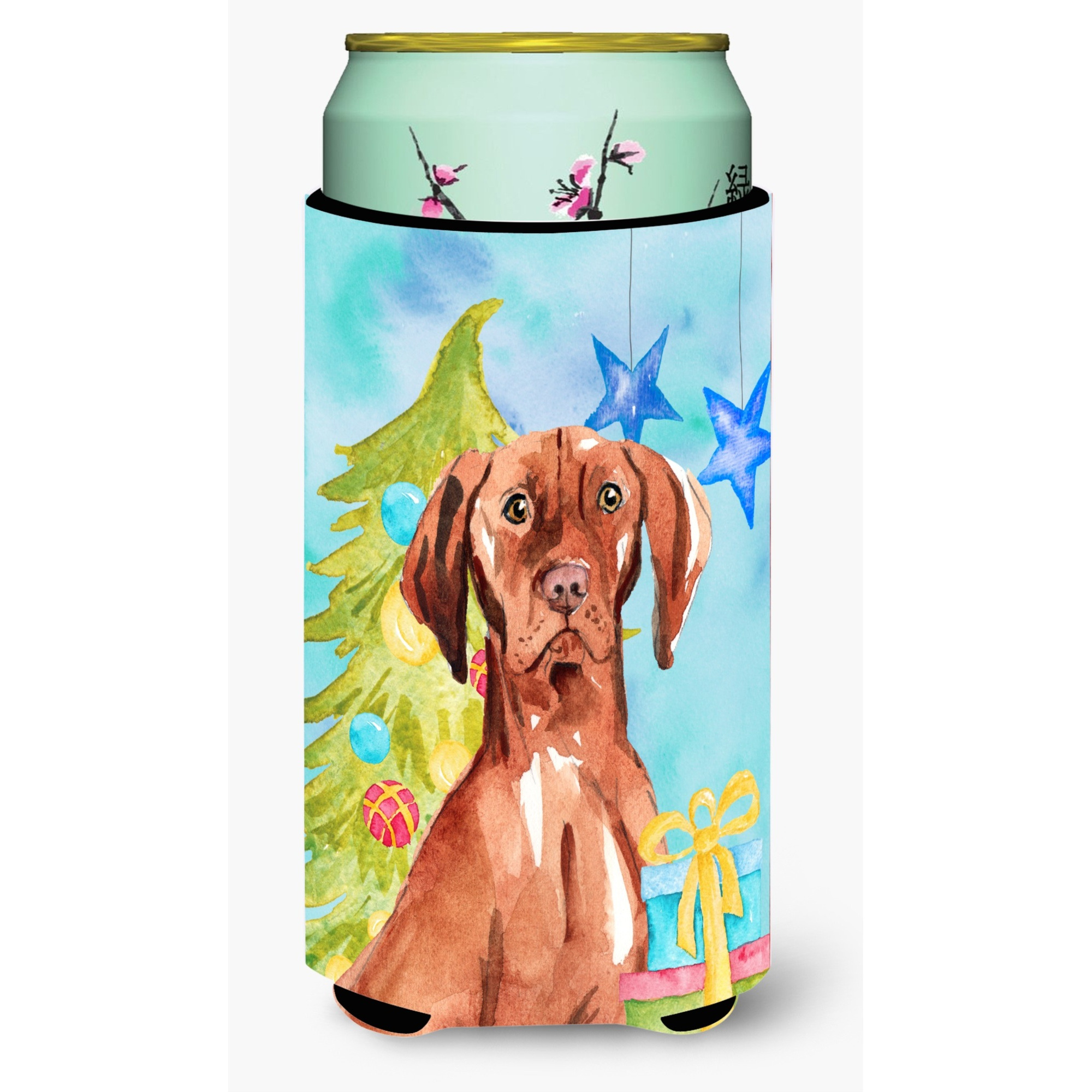 &quotCaroline's Treasures CK1877TBC Christmas Tree Vizsla Tall Boy Hugger cold-beverage-koozies, Multicolor"