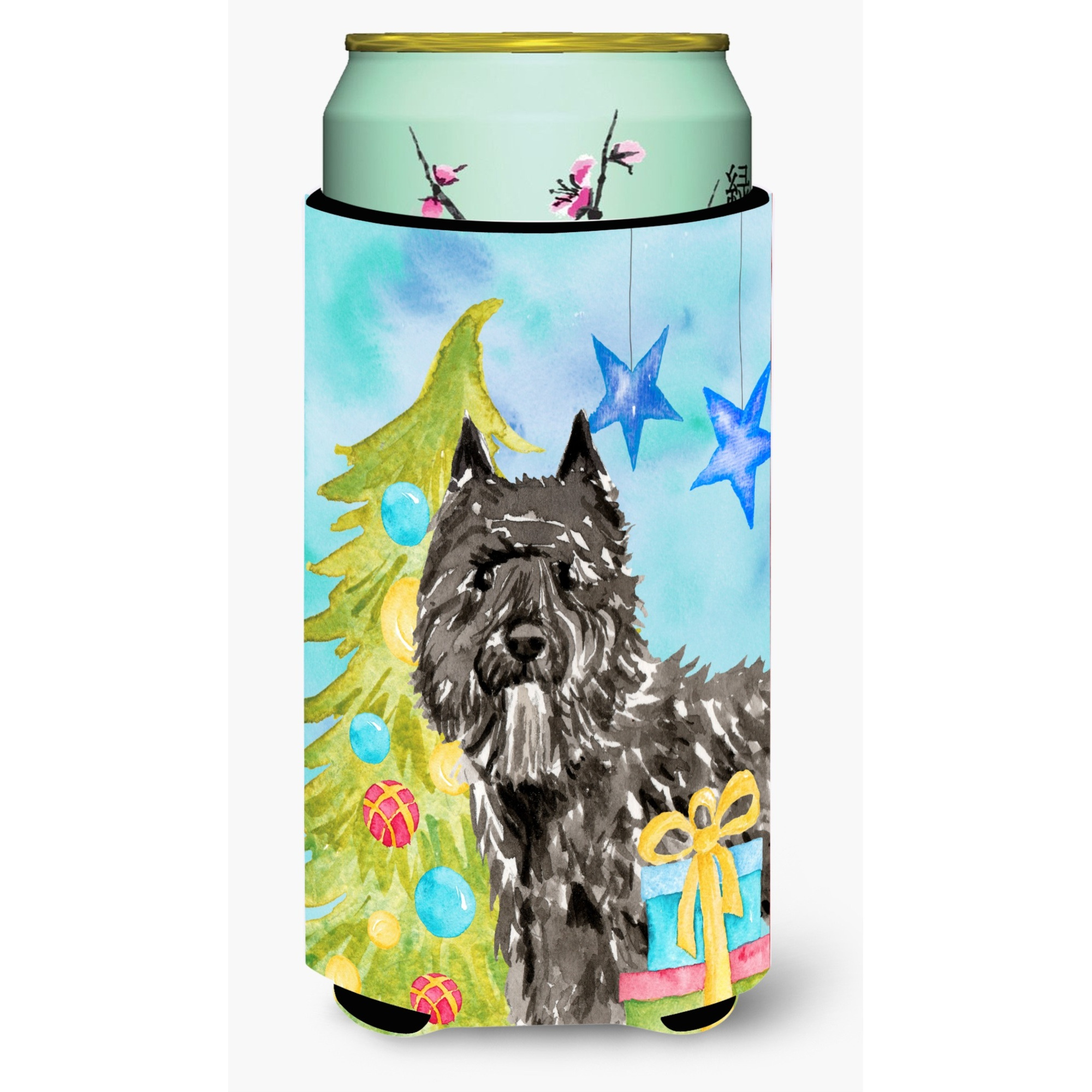 &quotCaroline's Treasures CK1885TBC Christmas Tree Bouvier des Flandres Tall Boy Hugger cold-beverage-koozies, Multicolor"