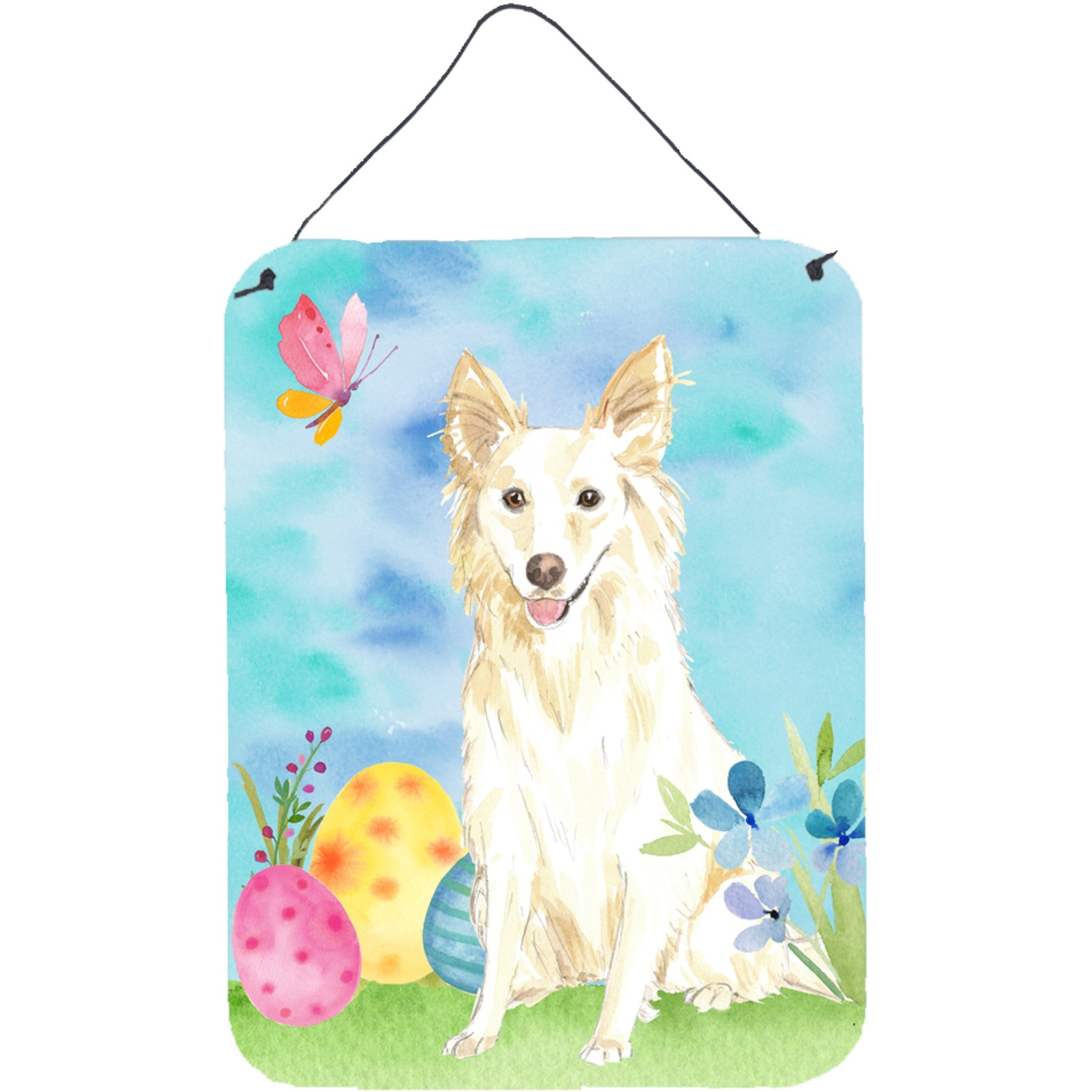 Caroline's Treasures Easter Eggs White Collie Door Hanging Prints wall-decor