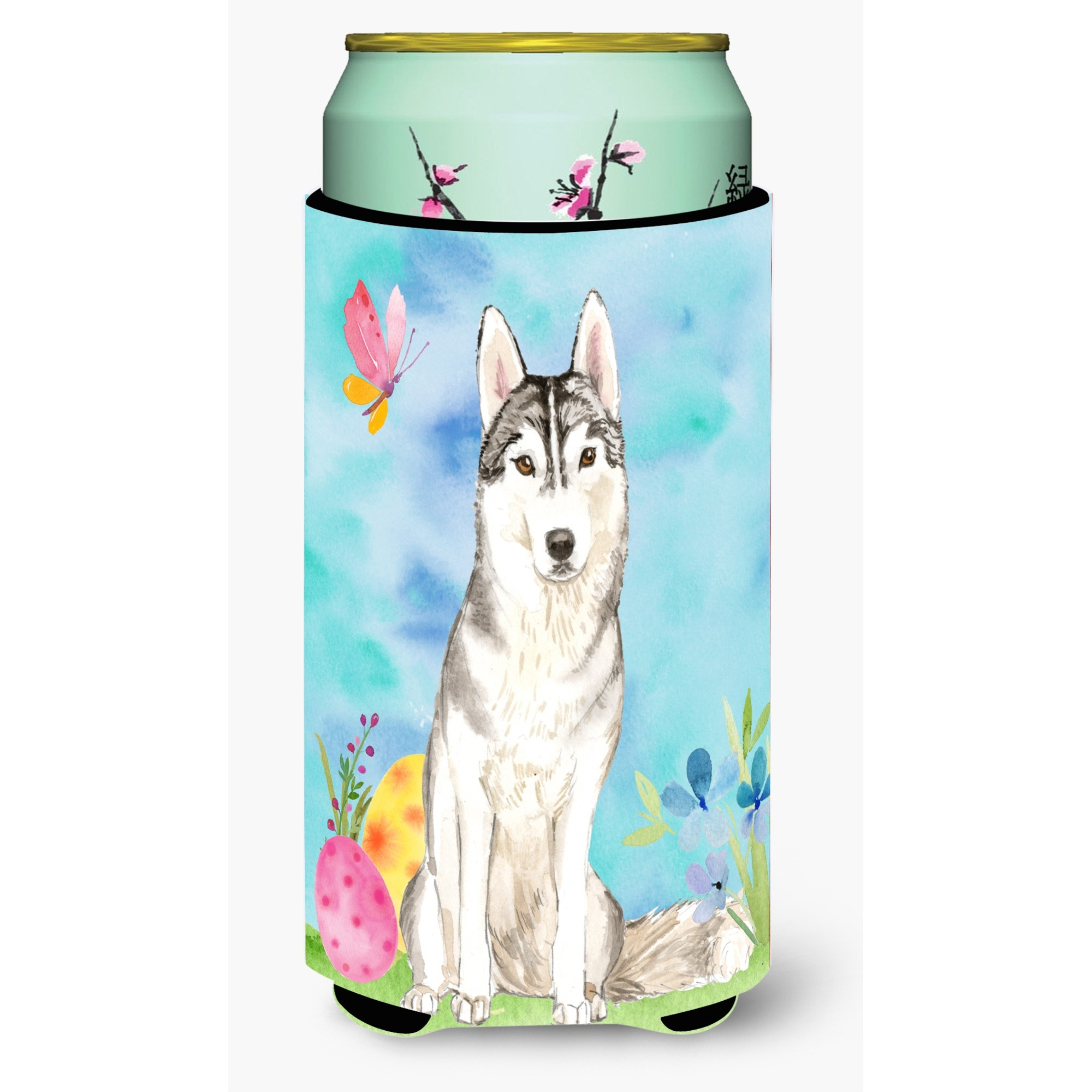&quotCaroline's Treasures CK1898TBC Easter Eggs Siberian Husky Tall Boy Hugger cold-beverage-koozies, Multicolor"
