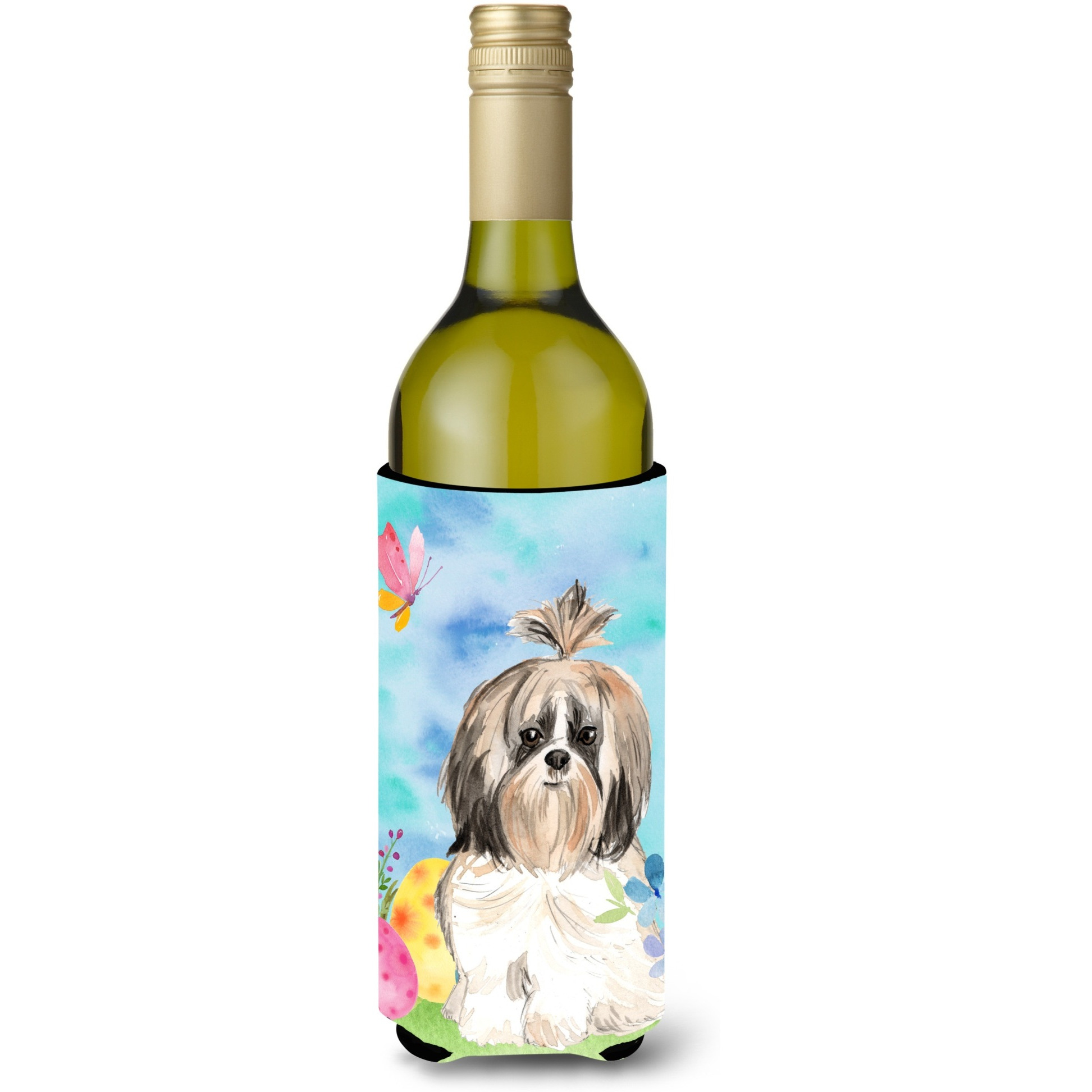 &quotCaroline's Treasures CK1900LITERK Easter Eggs Shih Tzu Wine Bottle Hugger cold-beverage-koozies, 750 ml, Multicolor"