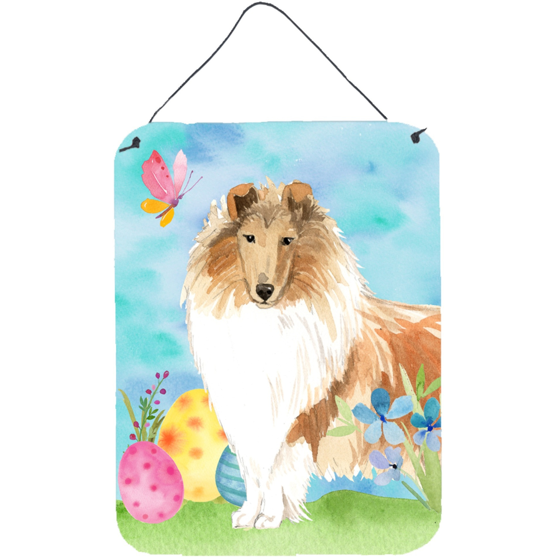 &quotCaroline's Treasures Easter Eggs Rough Collie Door Hanging Prints wall-decor, Multicolor"