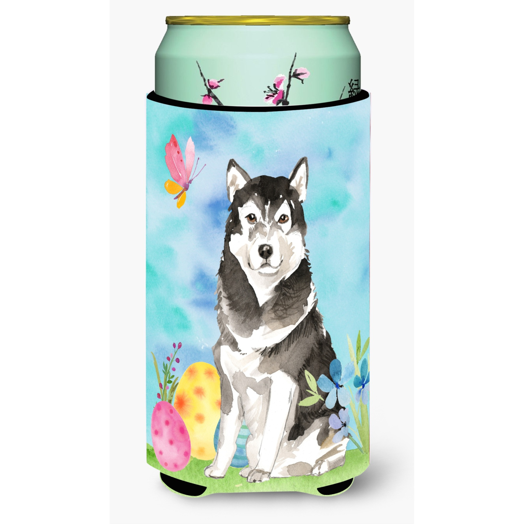 &quotCaroline's Treasures CK1909TBC Easter Eggs Alaskan Malamute Tall Boy Hugger cold-beverage-koozies, Multicolor"